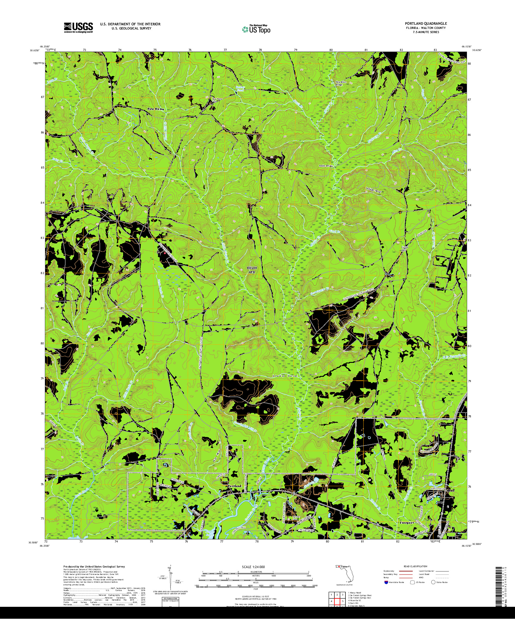 USGS US TOPO 7.5-MINUTE MAP FOR PORTLAND, FL 2018