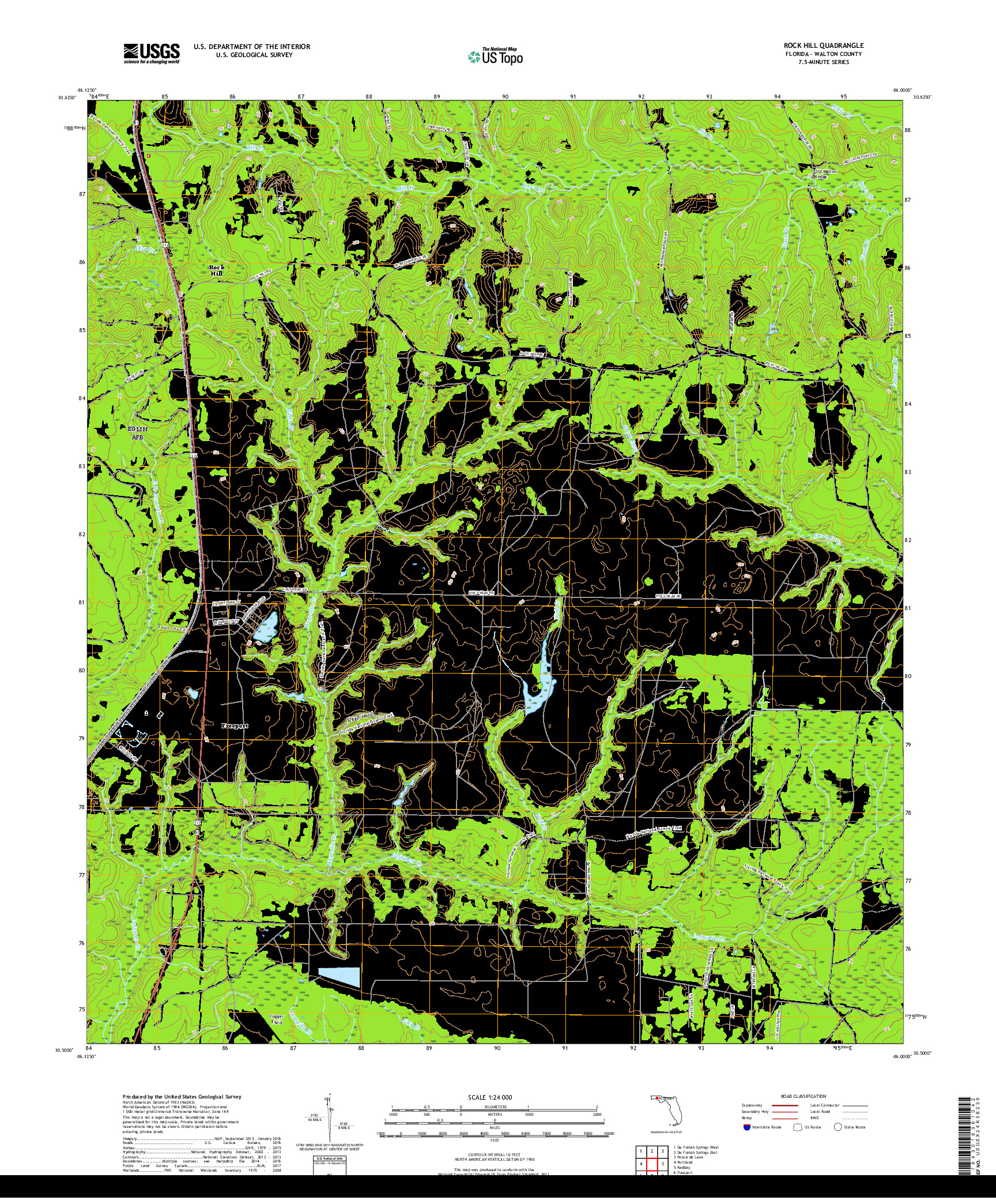 USGS US TOPO 7.5-MINUTE MAP FOR ROCK HILL, FL 2018