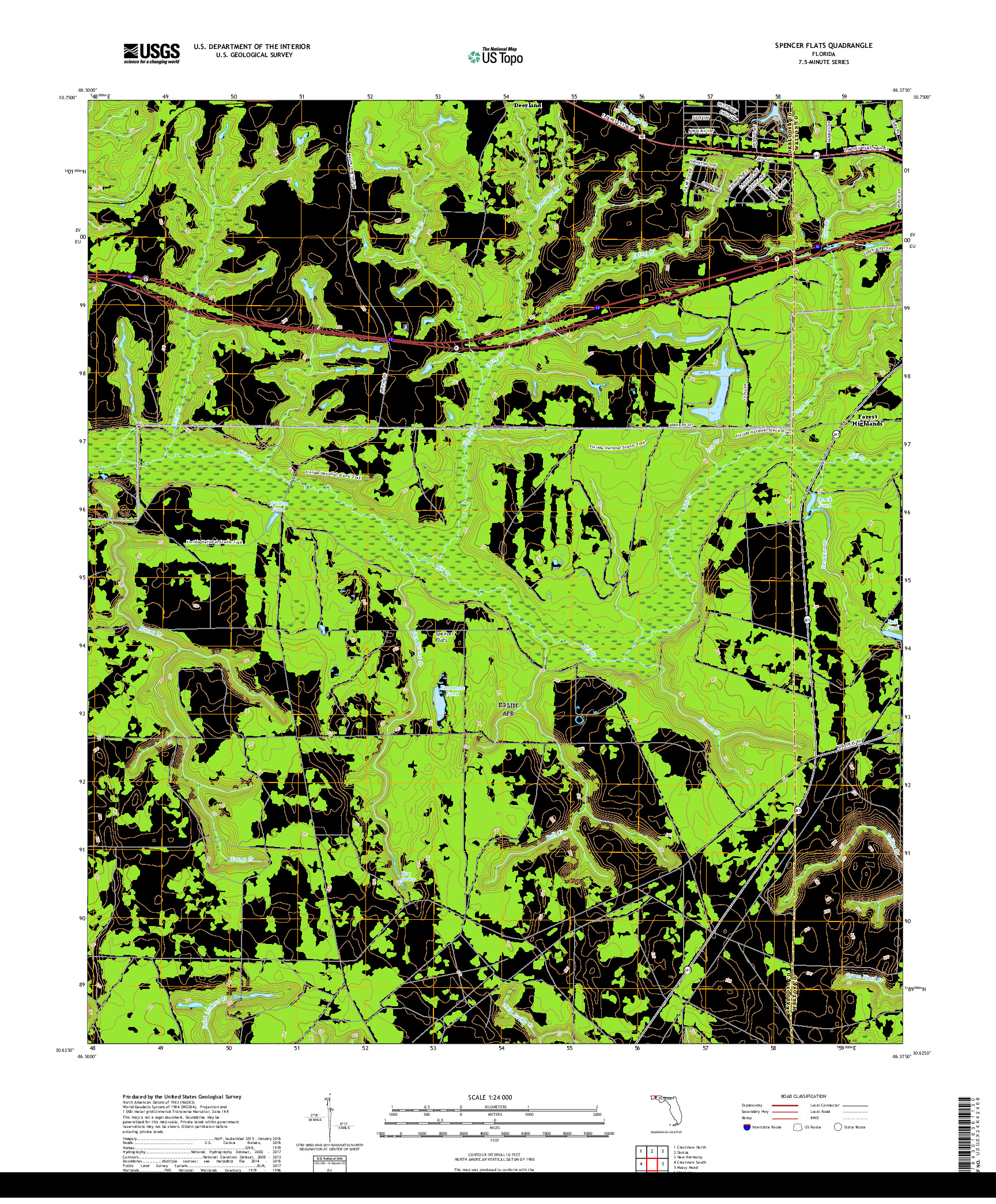 USGS US TOPO 7.5-MINUTE MAP FOR SPENCER FLATS, FL 2018