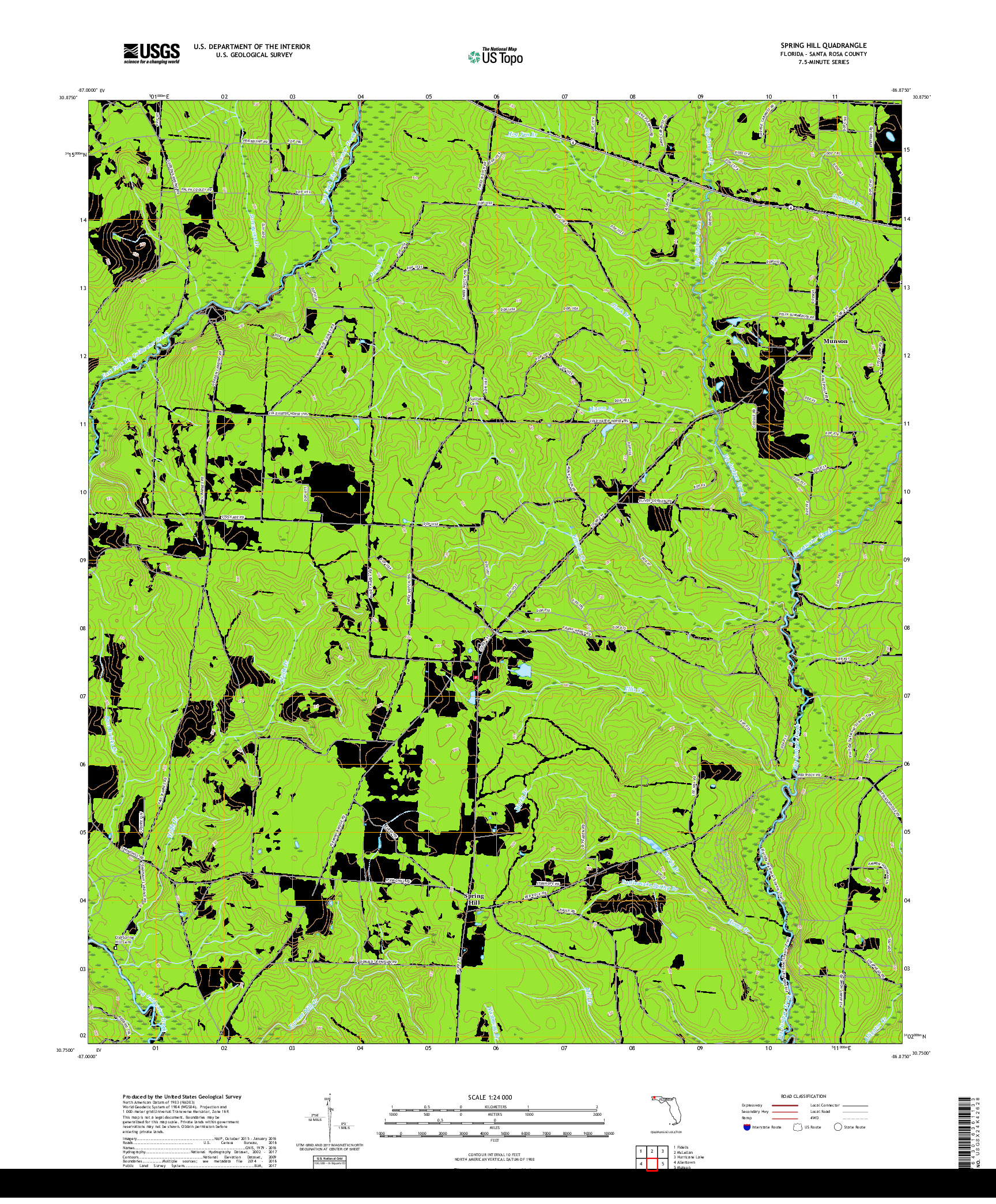 USGS US TOPO 7.5-MINUTE MAP FOR SPRING HILL, FL 2018