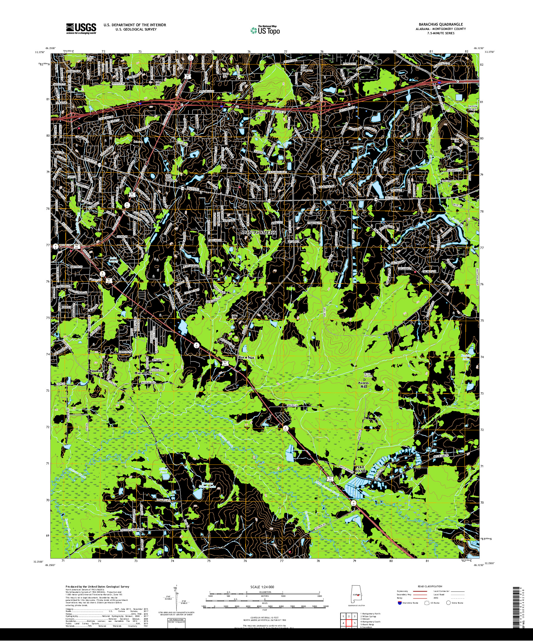 USGS US TOPO 7.5-MINUTE MAP FOR BARACHIAS, AL 2018