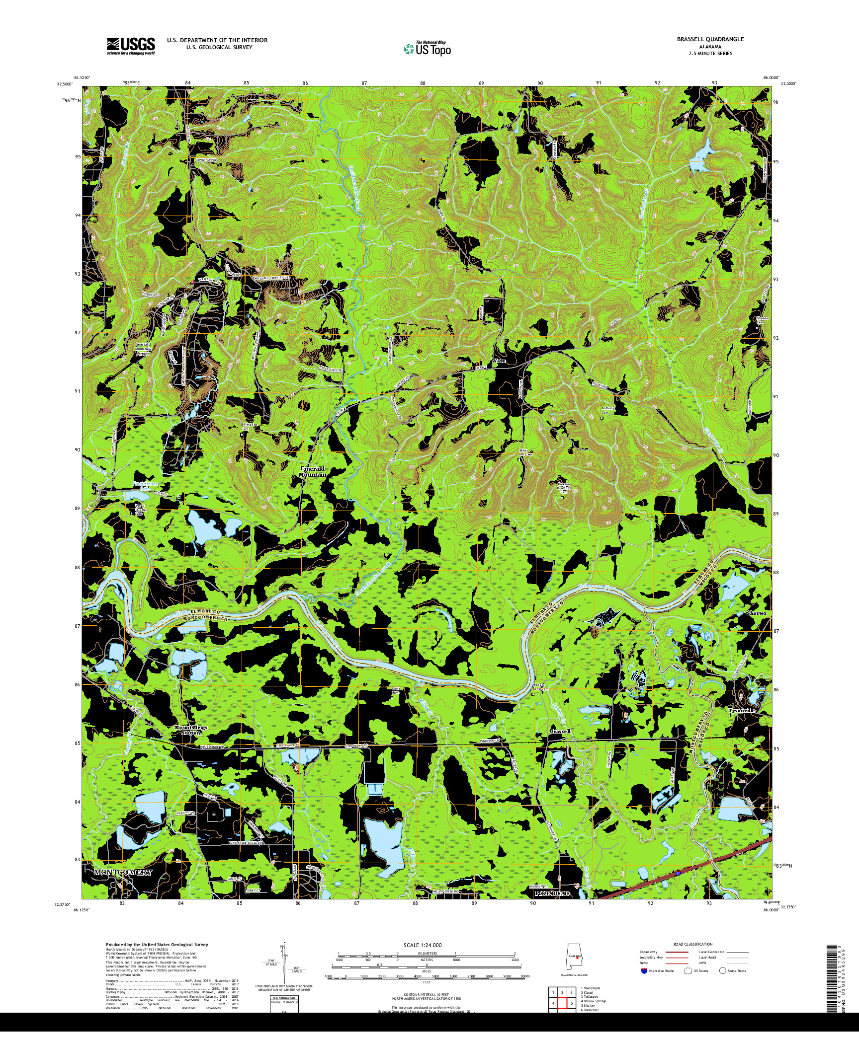 USGS US TOPO 7.5-MINUTE MAP FOR BRASSELL, AL 2018