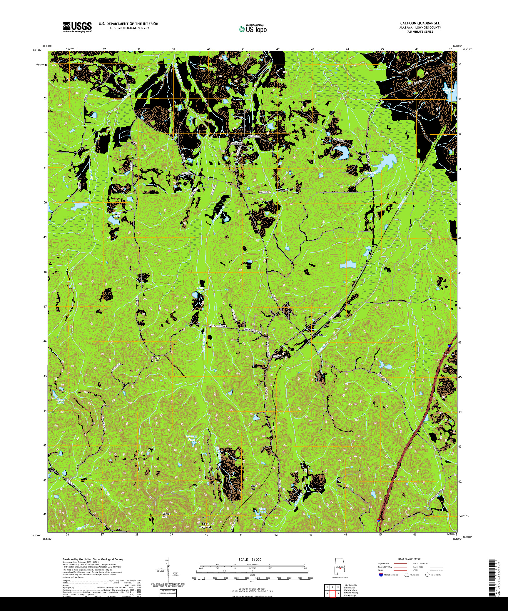 USGS US TOPO 7.5-MINUTE MAP FOR CALHOUN, AL 2018