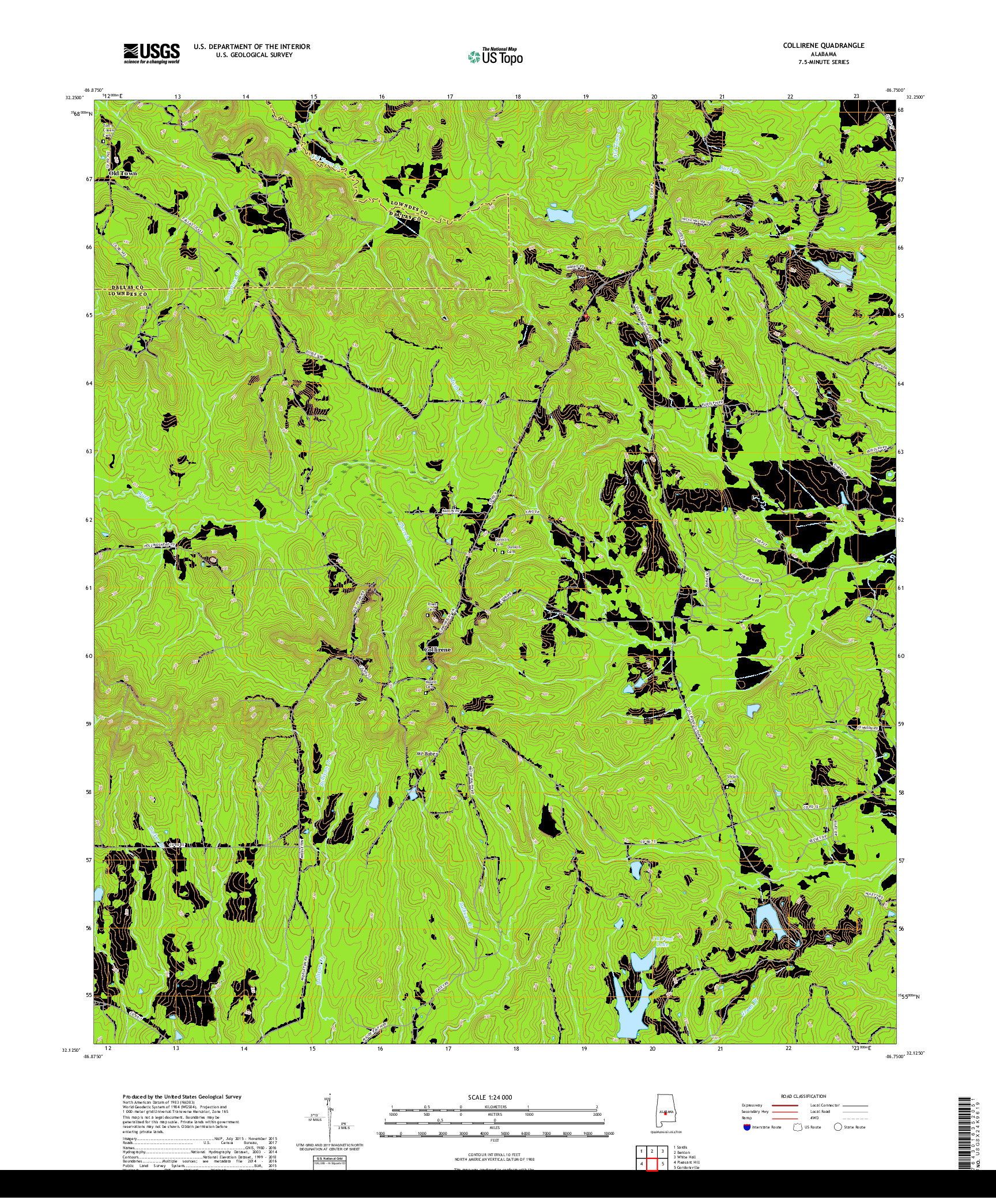 USGS US TOPO 7.5-MINUTE MAP FOR COLLIRENE, AL 2018