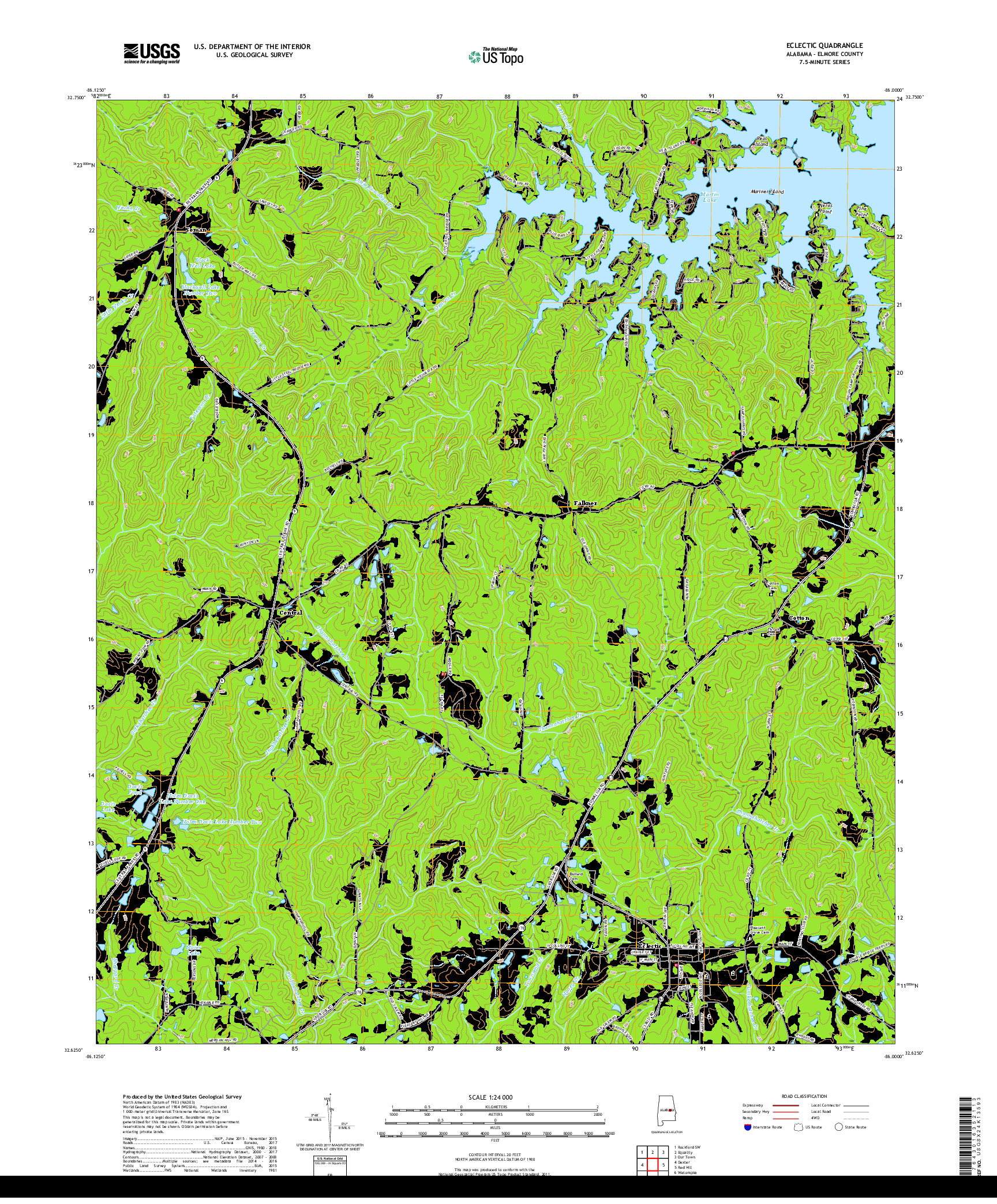 USGS US TOPO 7.5-MINUTE MAP FOR ECLECTIC, AL 2018