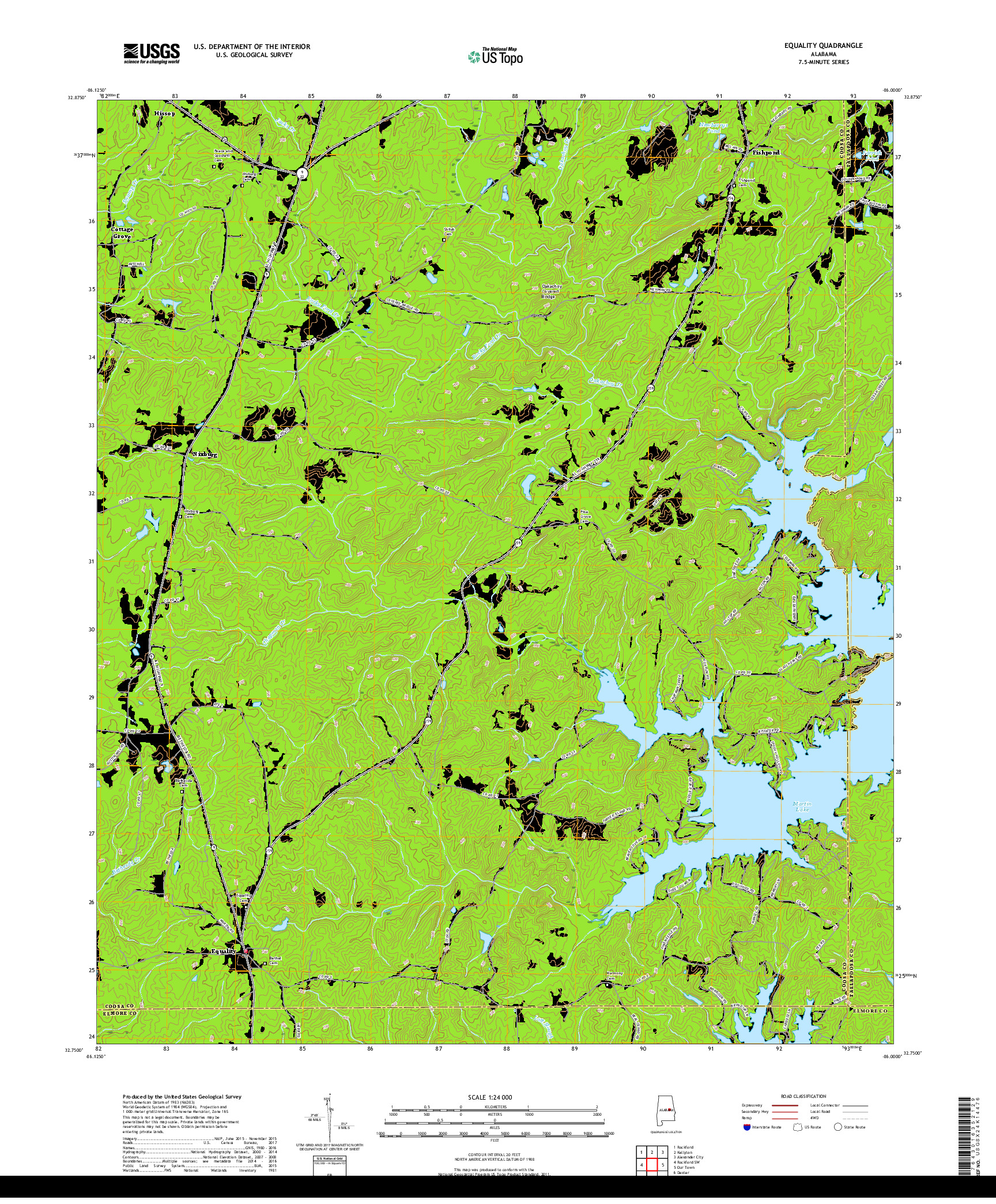 USGS US TOPO 7.5-MINUTE MAP FOR EQUALITY, AL 2018