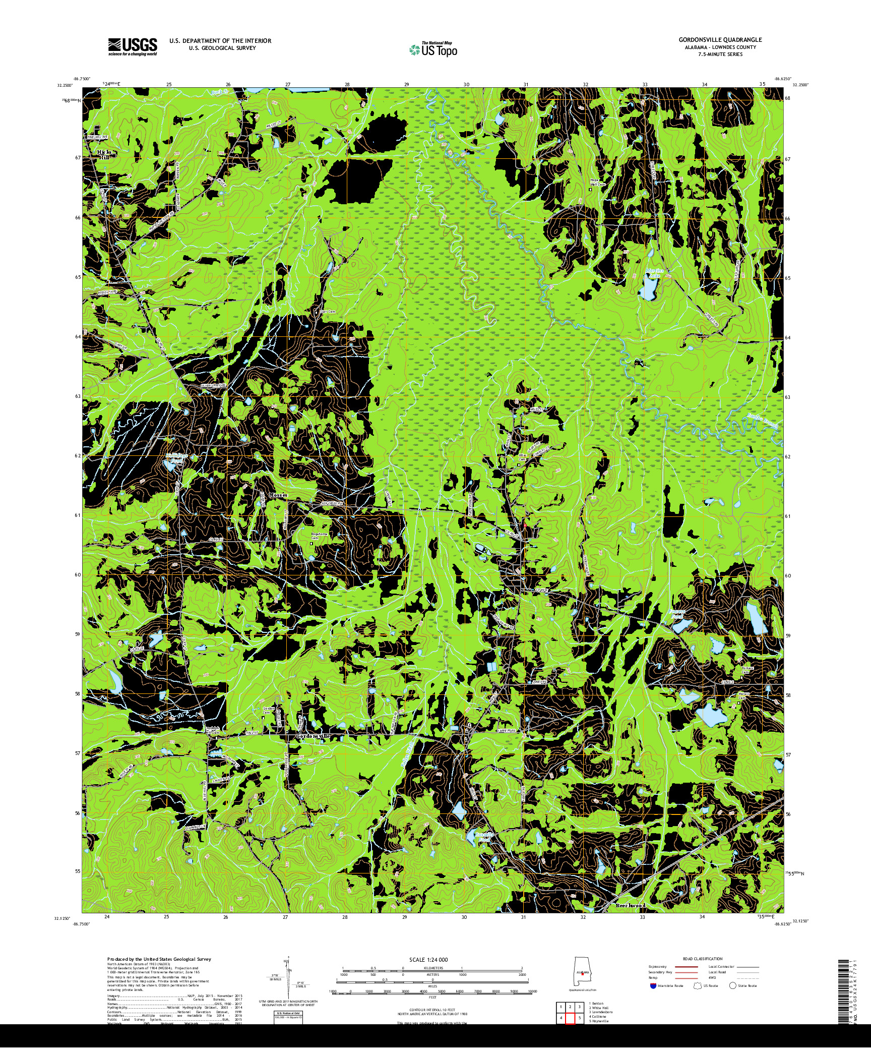 USGS US TOPO 7.5-MINUTE MAP FOR GORDONSVILLE, AL 2018