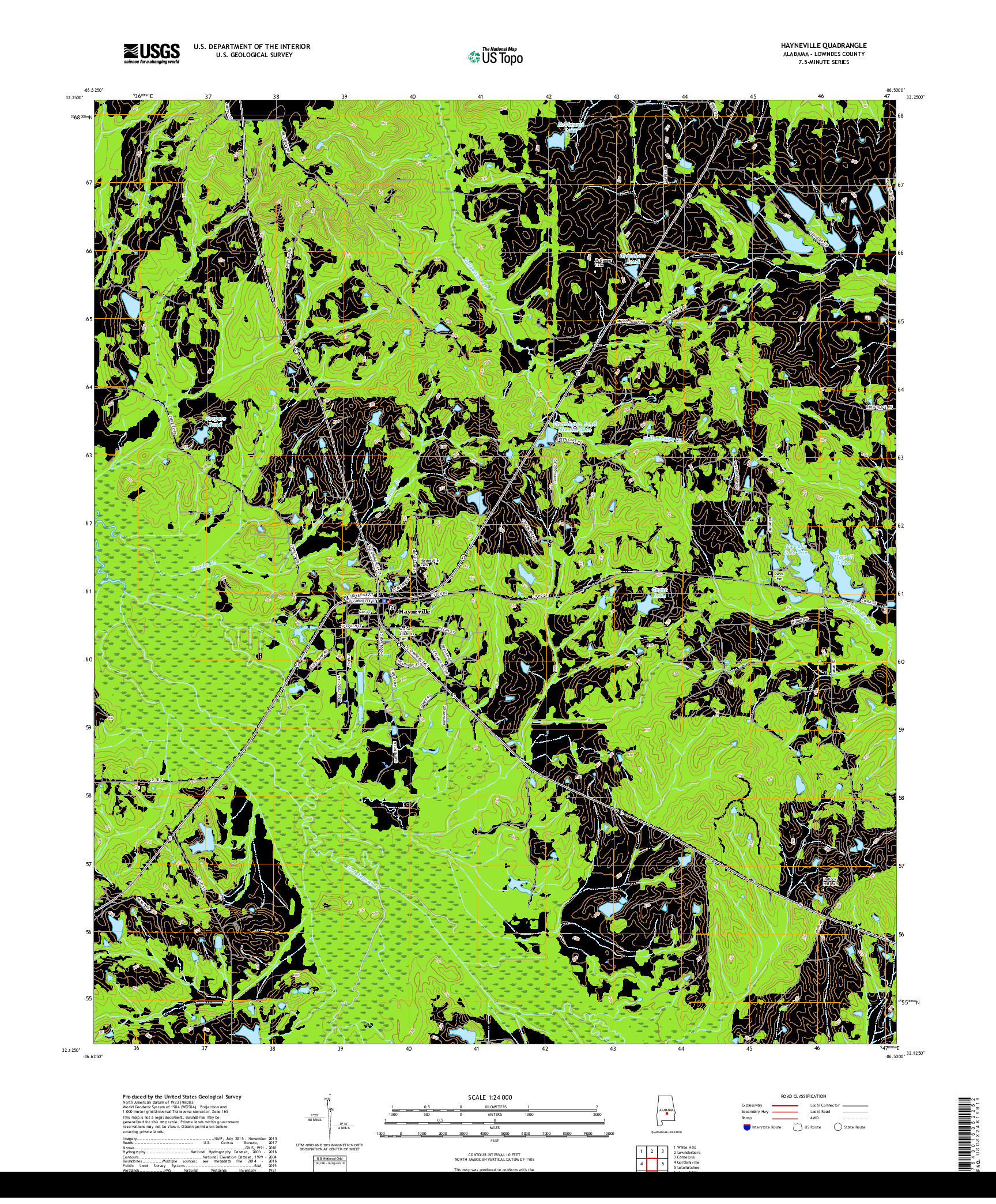 USGS US TOPO 7.5-MINUTE MAP FOR HAYNEVILLE, AL 2018