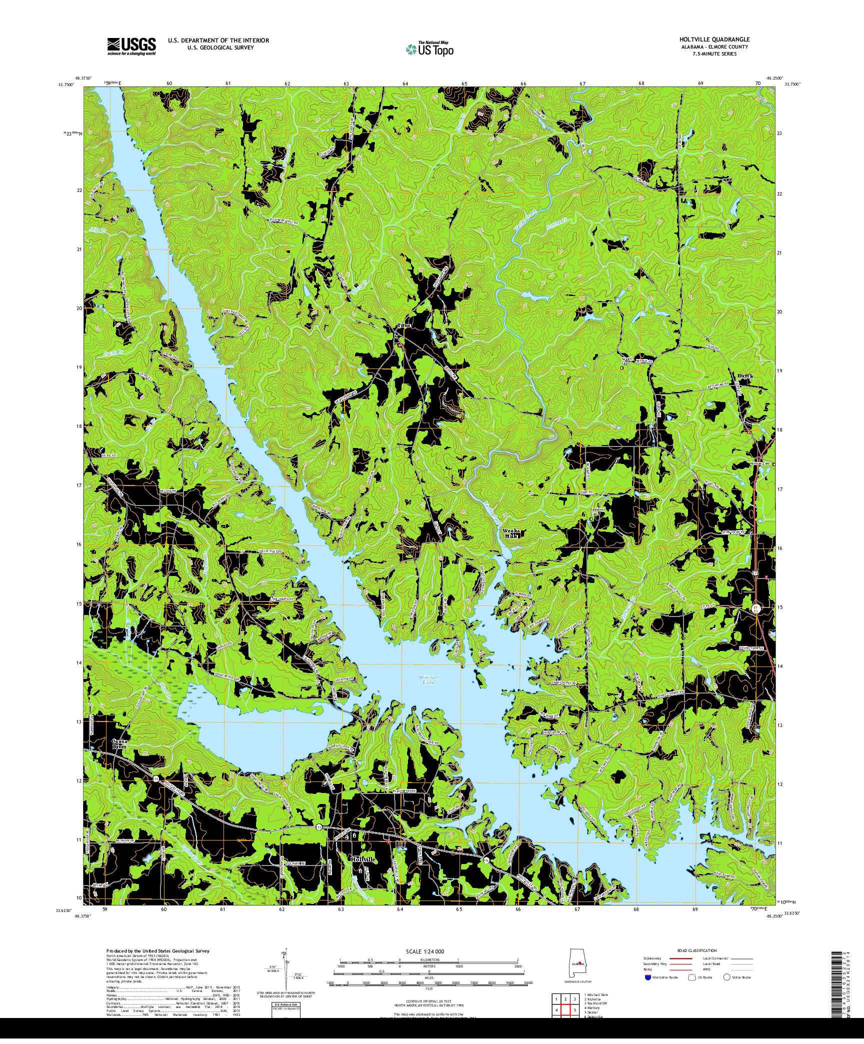 USGS US TOPO 7.5-MINUTE MAP FOR HOLTVILLE, AL 2018