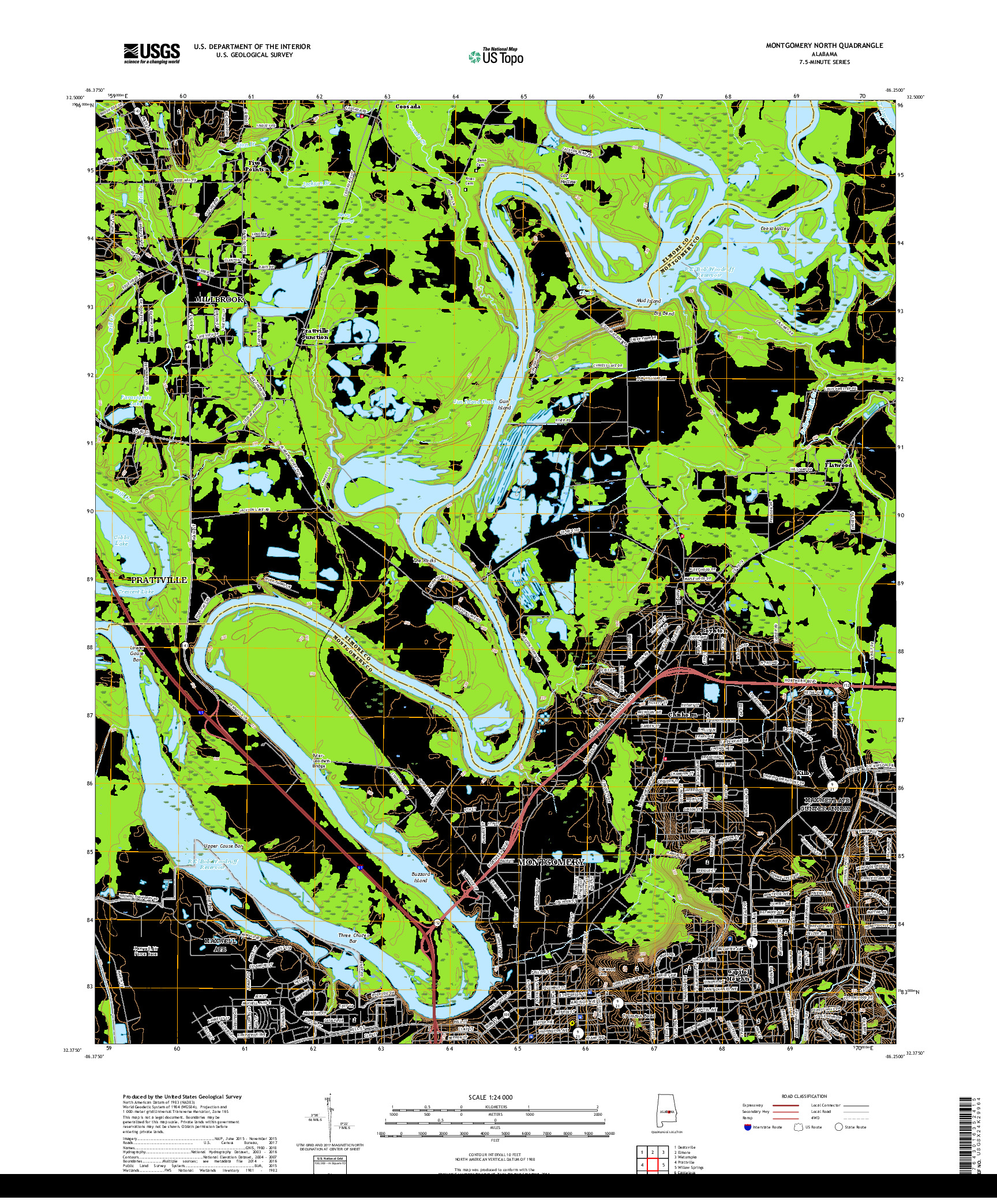 USGS US TOPO 7.5-MINUTE MAP FOR MONTGOMERY NORTH, AL 2018