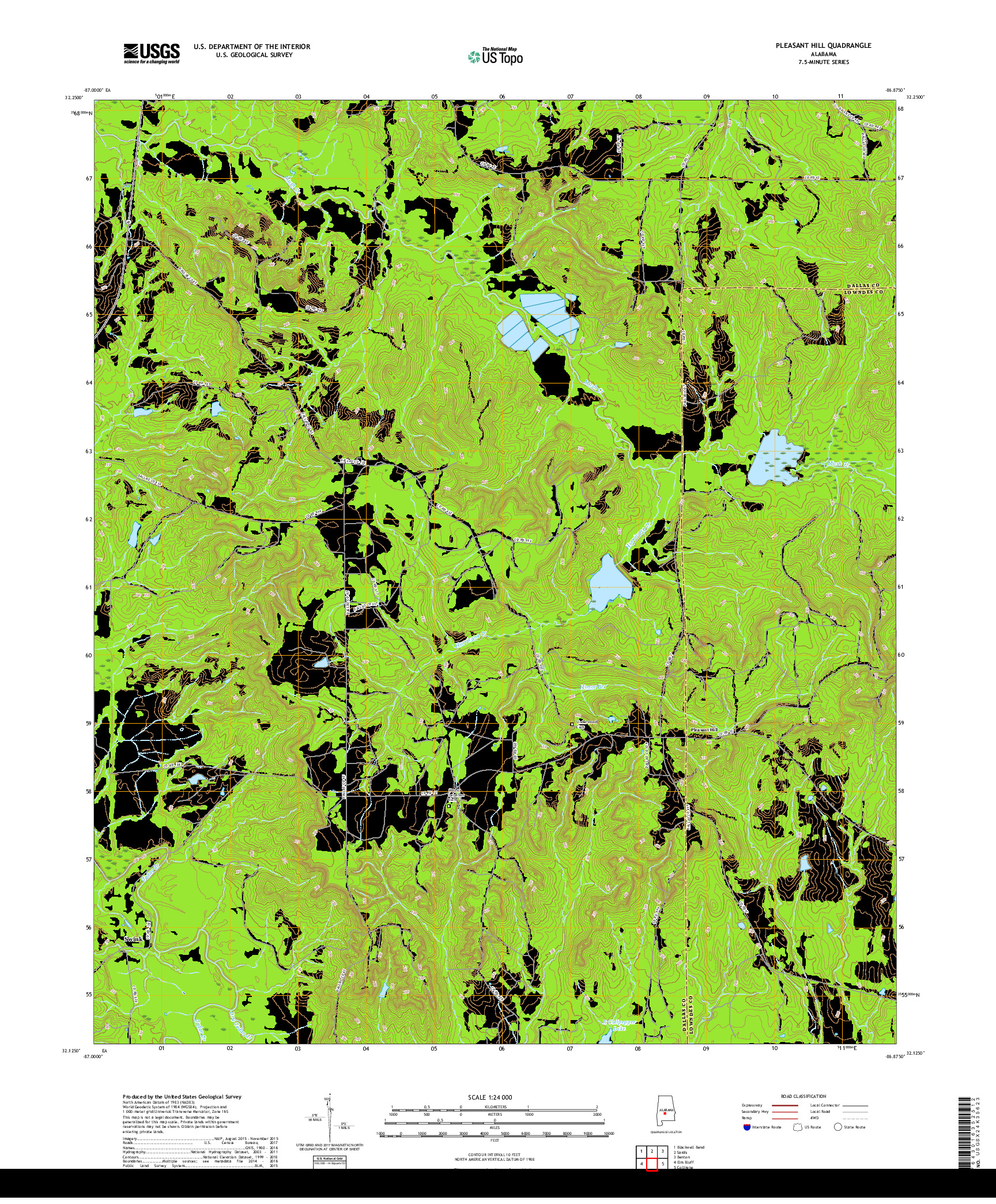 USGS US TOPO 7.5-MINUTE MAP FOR PLEASANT HILL, AL 2018