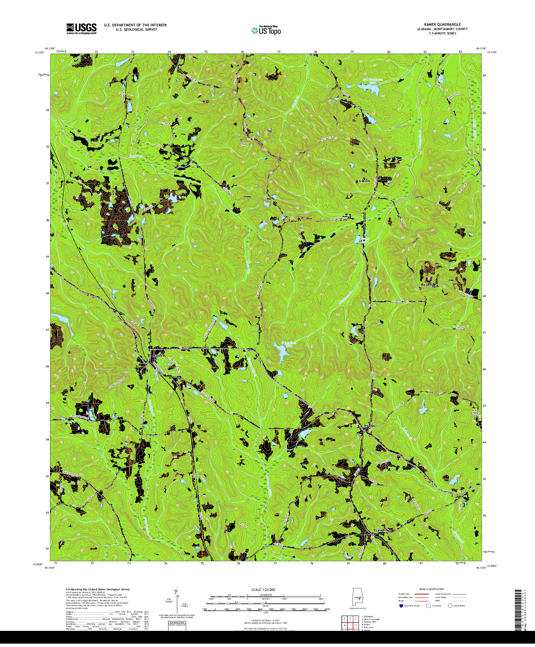 USGS US TOPO 7.5-MINUTE MAP FOR RAMER, AL 2018