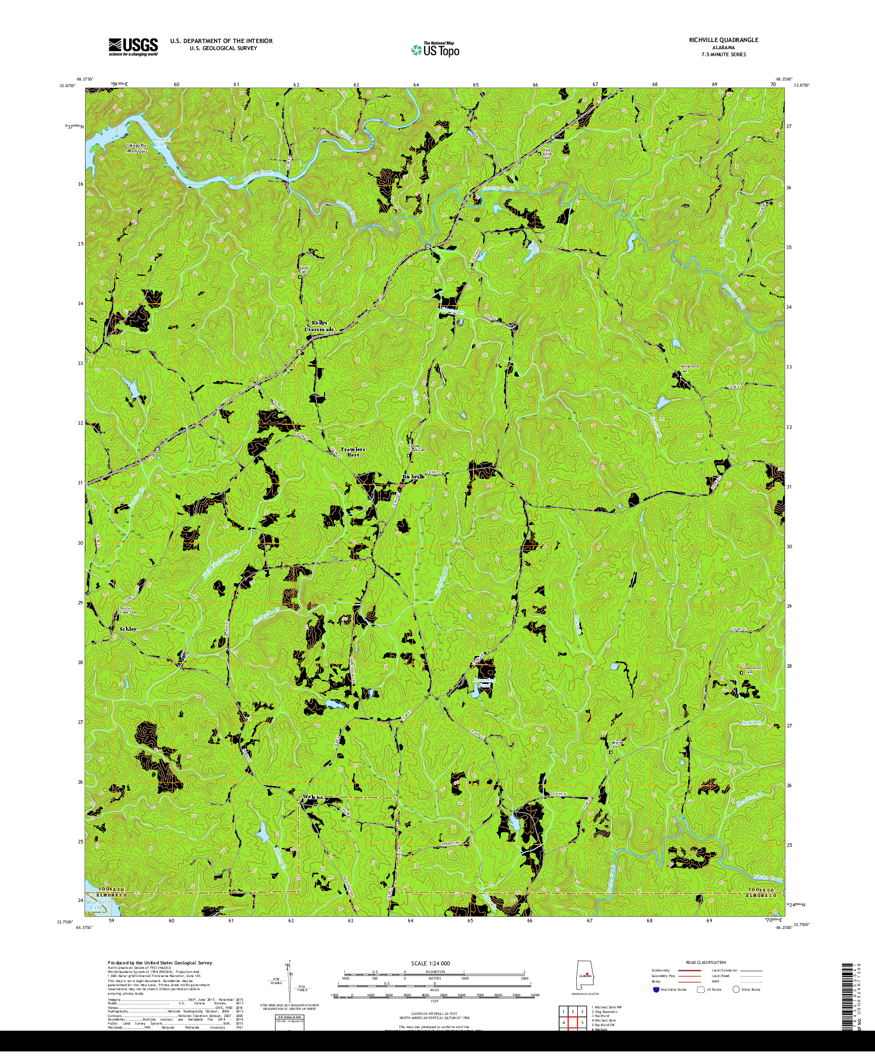 USGS US TOPO 7.5-MINUTE MAP FOR RICHVILLE, AL 2018