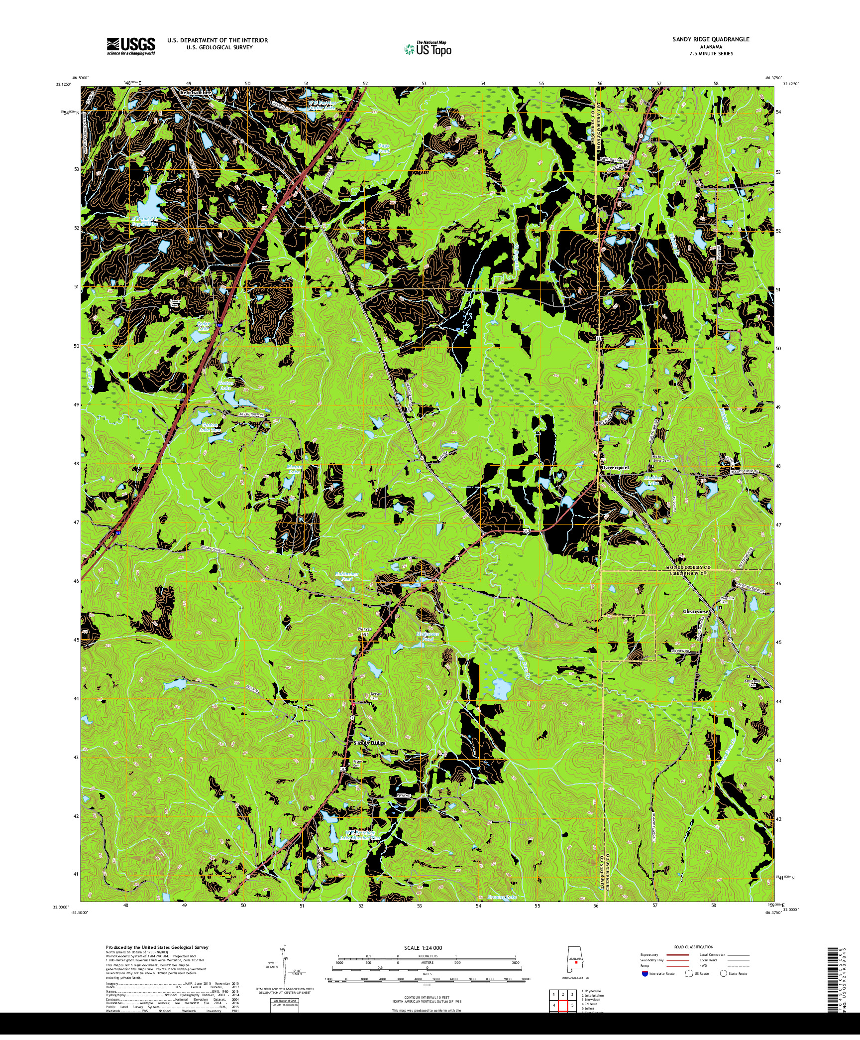 USGS US TOPO 7.5-MINUTE MAP FOR SANDY RIDGE, AL 2018