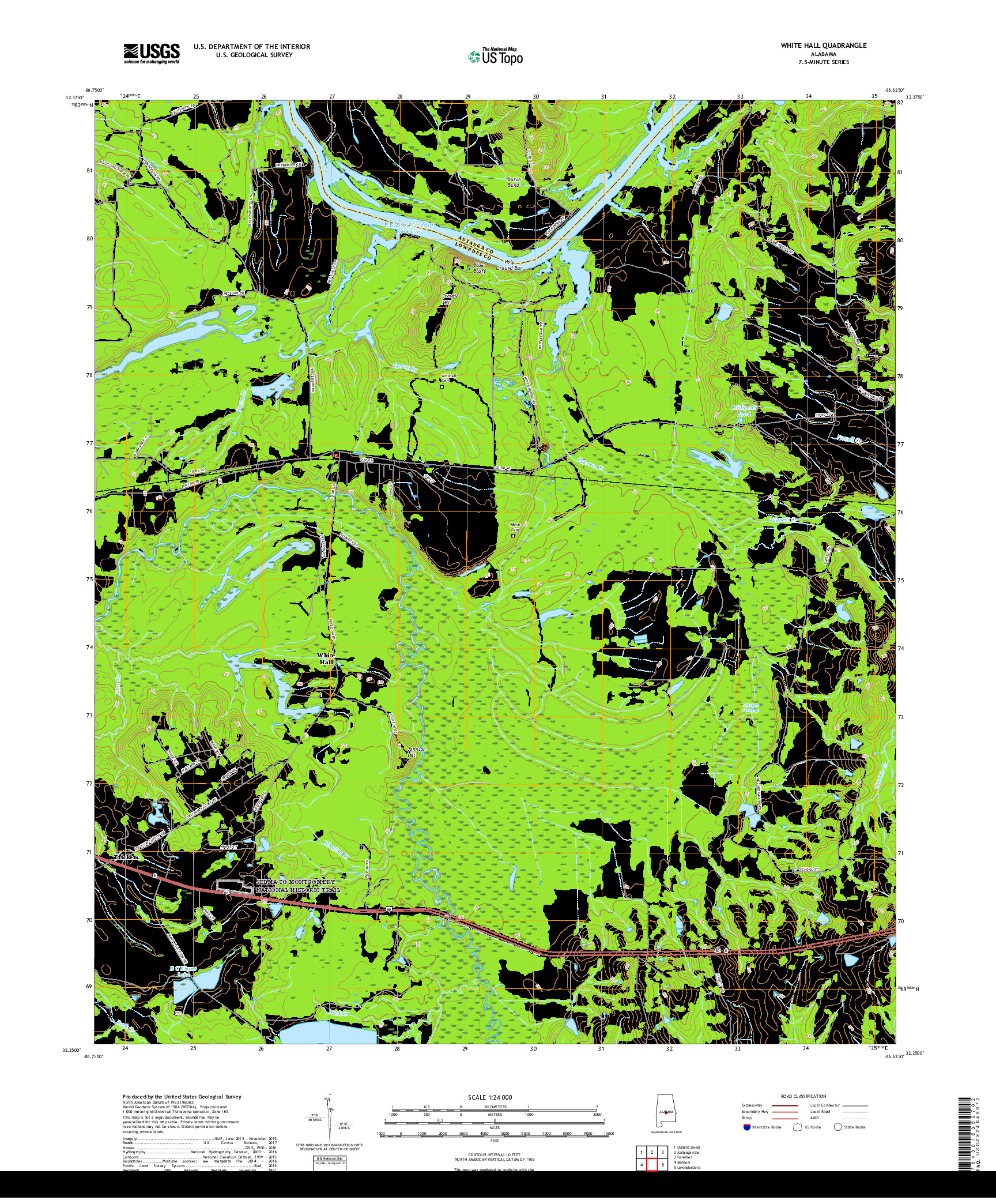 USGS US TOPO 7.5-MINUTE MAP FOR WHITE HALL, AL 2018