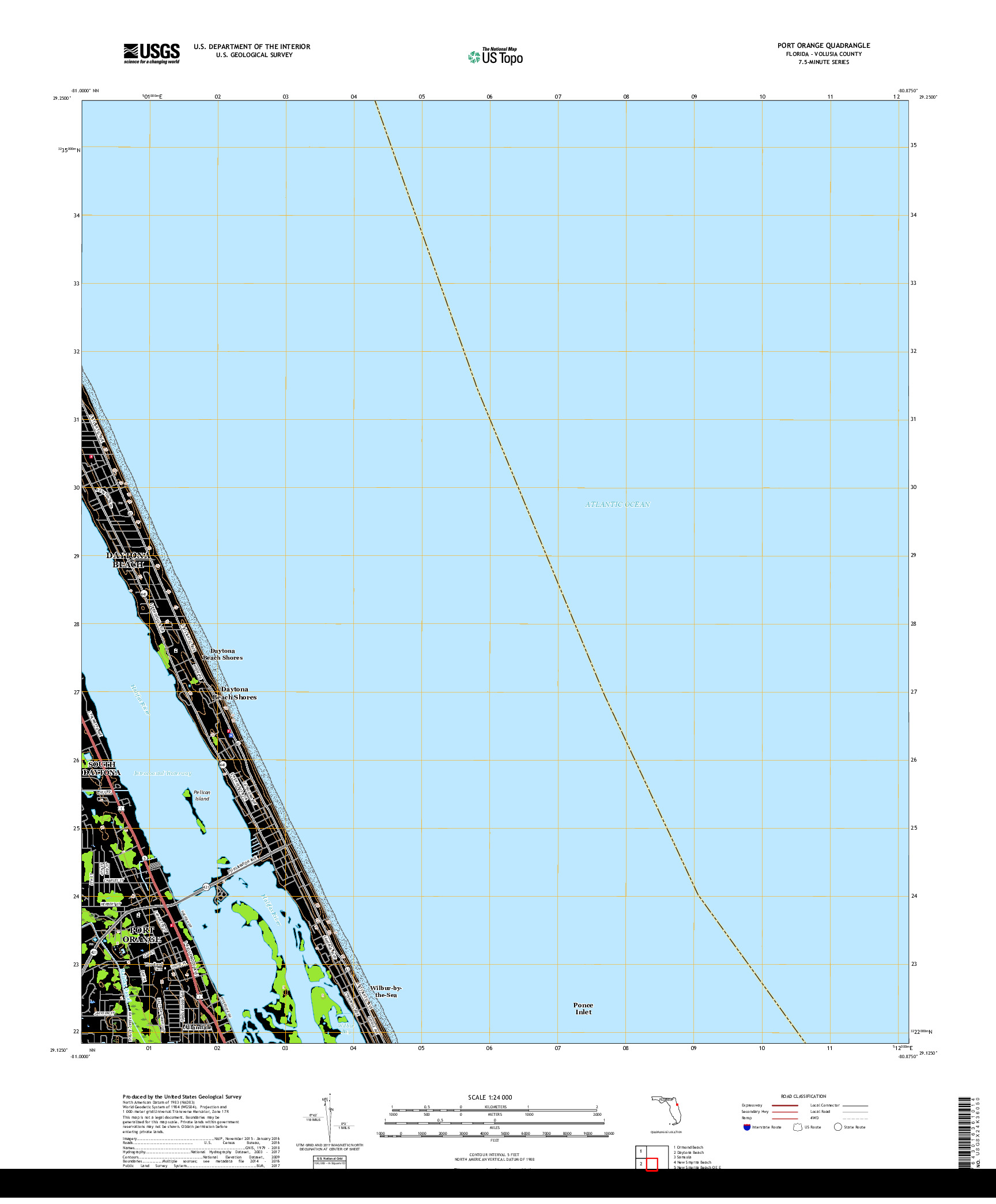 USGS US TOPO 7.5-MINUTE MAP FOR PORT ORANGE, FL 2018