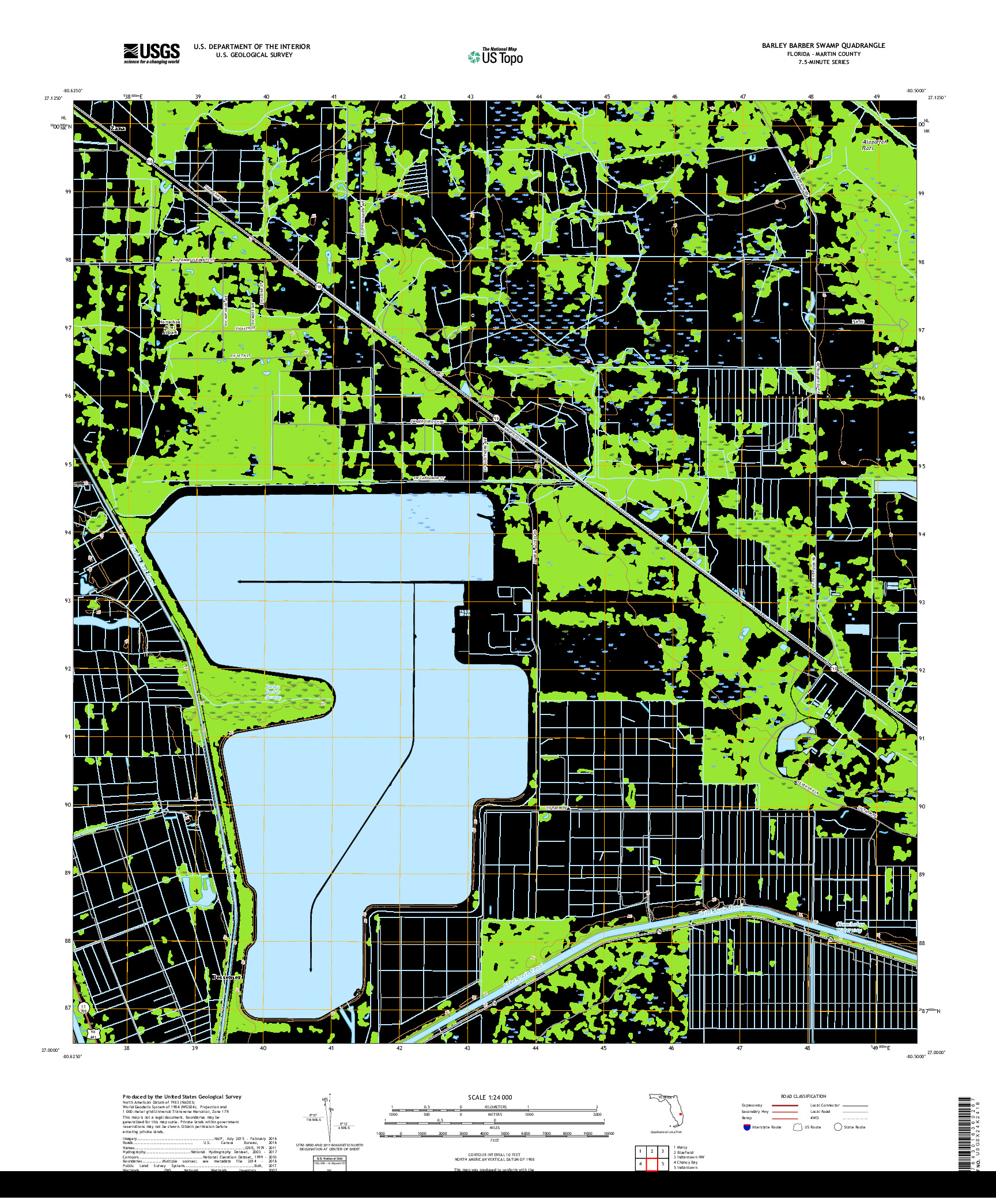 USGS US TOPO 7.5-MINUTE MAP FOR BARLEY BARBER SWAMP, FL 2018