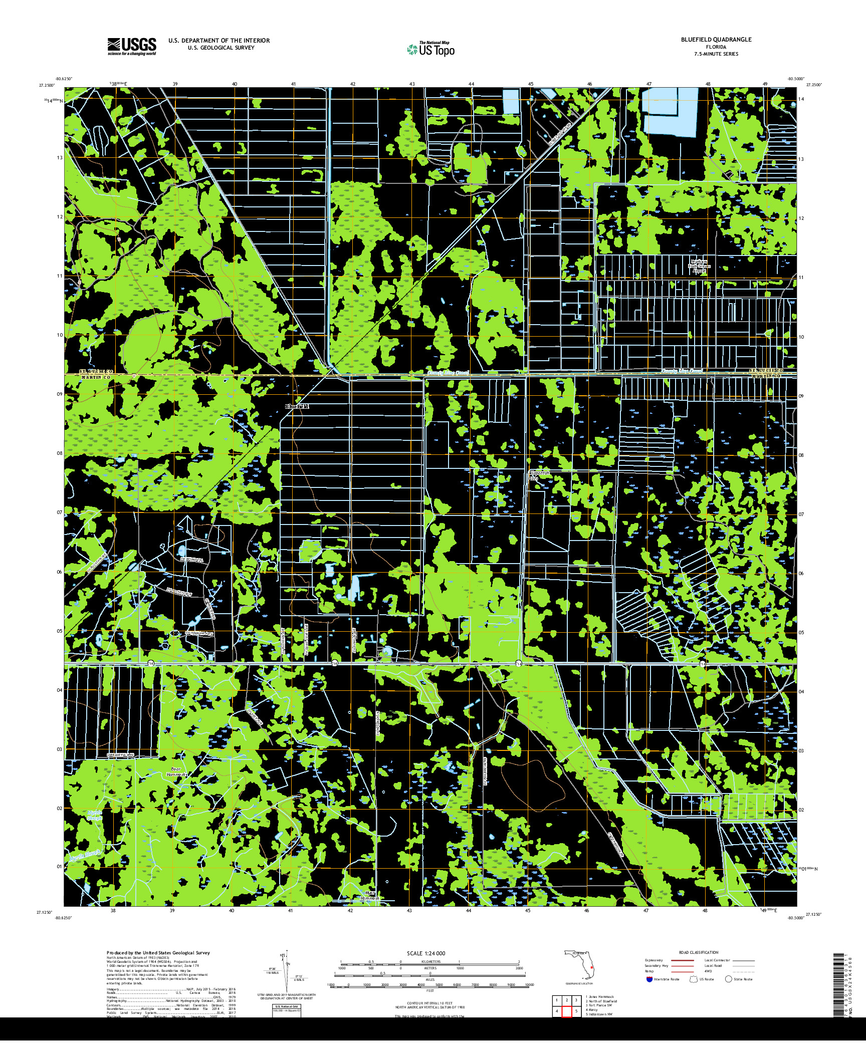 USGS US TOPO 7.5-MINUTE MAP FOR BLUEFIELD, FL 2018