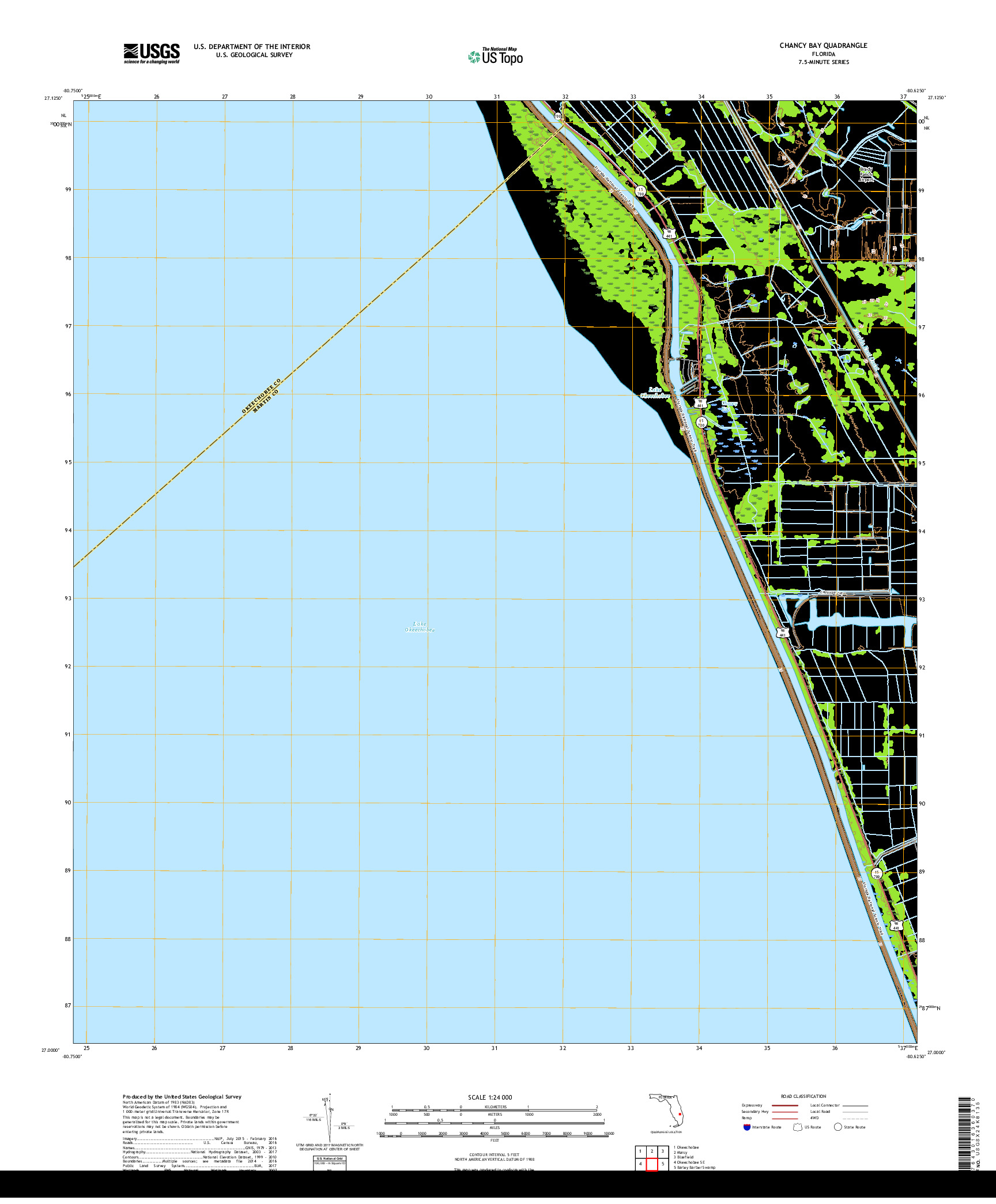 USGS US TOPO 7.5-MINUTE MAP FOR CHANCY BAY, FL 2018