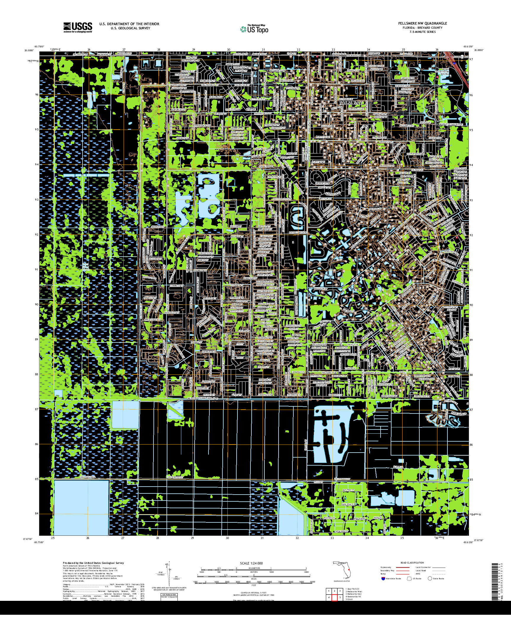 USGS US TOPO 7.5-MINUTE MAP FOR FELLSMERE NW, FL 2018