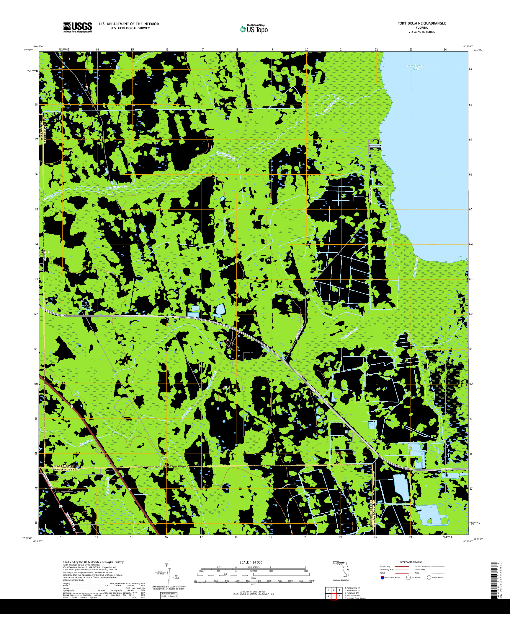 USGS US TOPO 7.5-MINUTE MAP FOR FORT DRUM NE, FL 2018