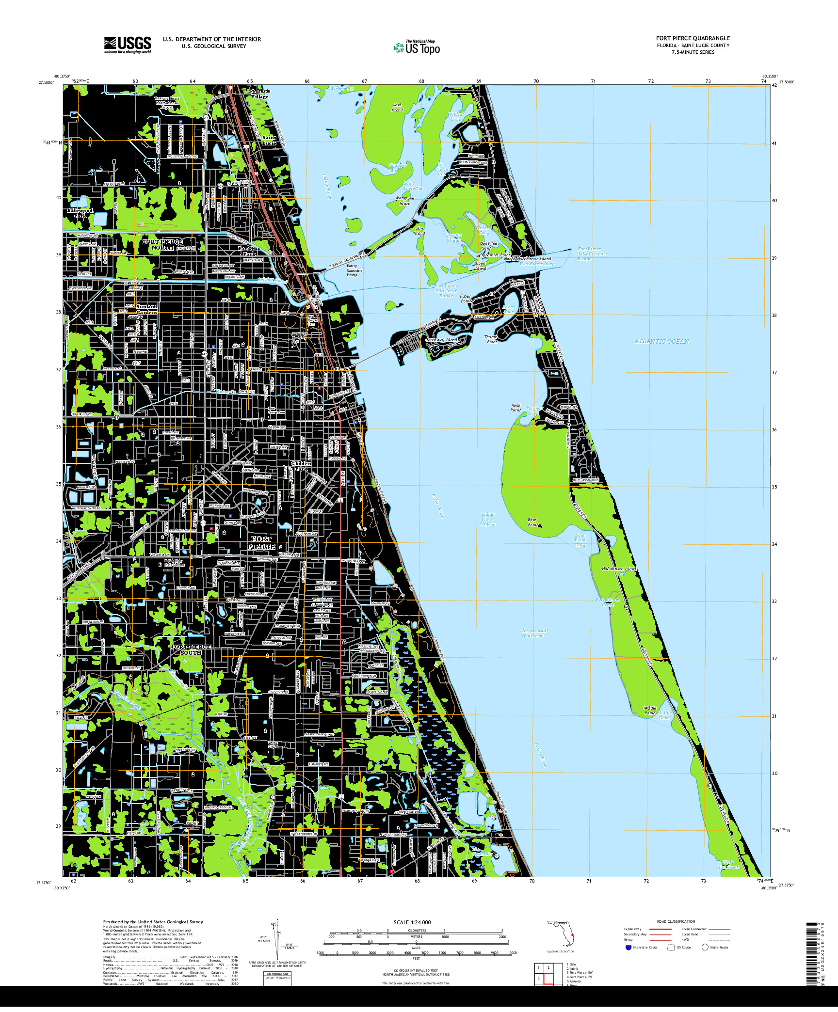 USGS US TOPO 7.5-MINUTE MAP FOR FORT PIERCE, FL 2018