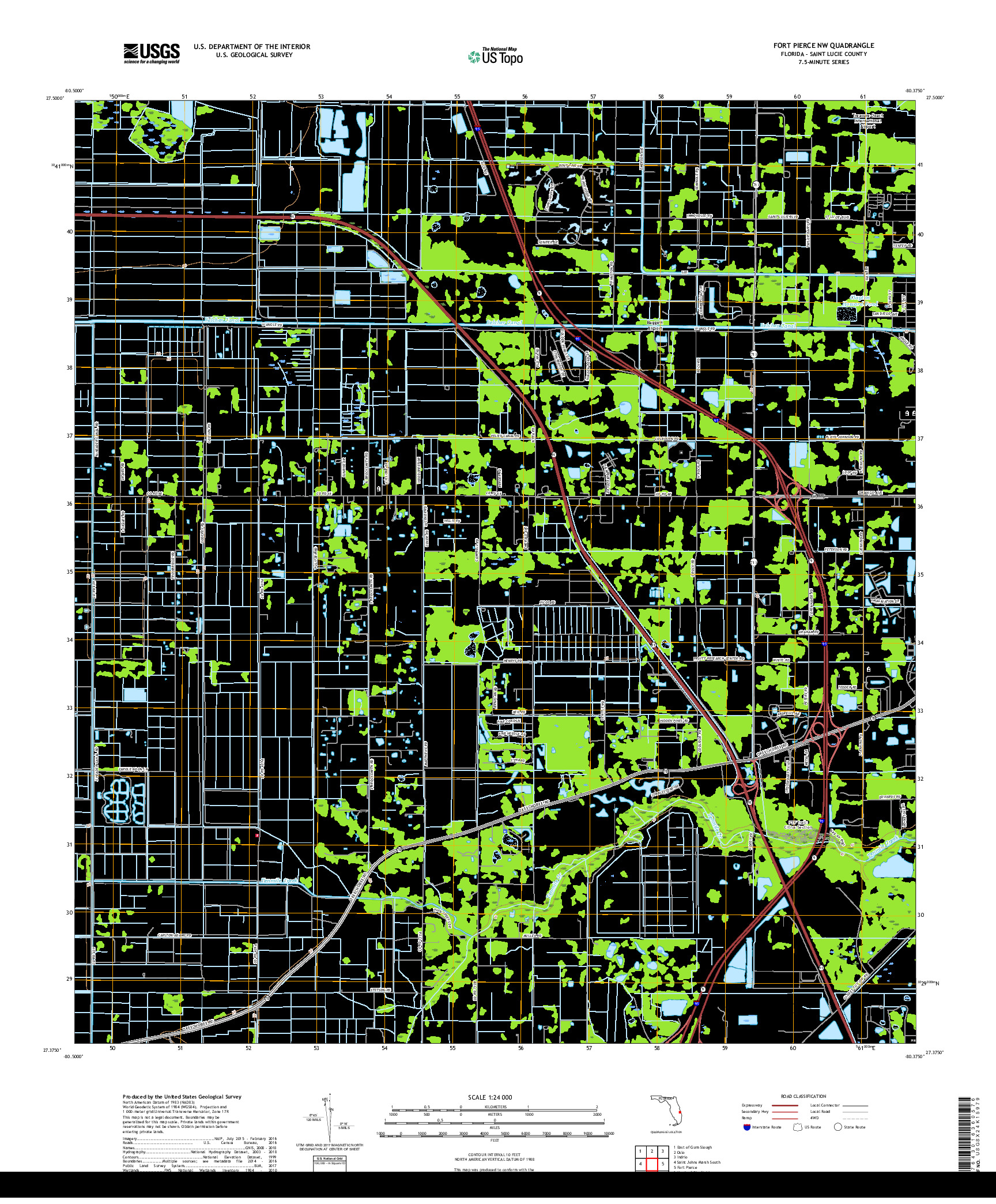 USGS US TOPO 7.5-MINUTE MAP FOR FORT PIERCE NW, FL 2018