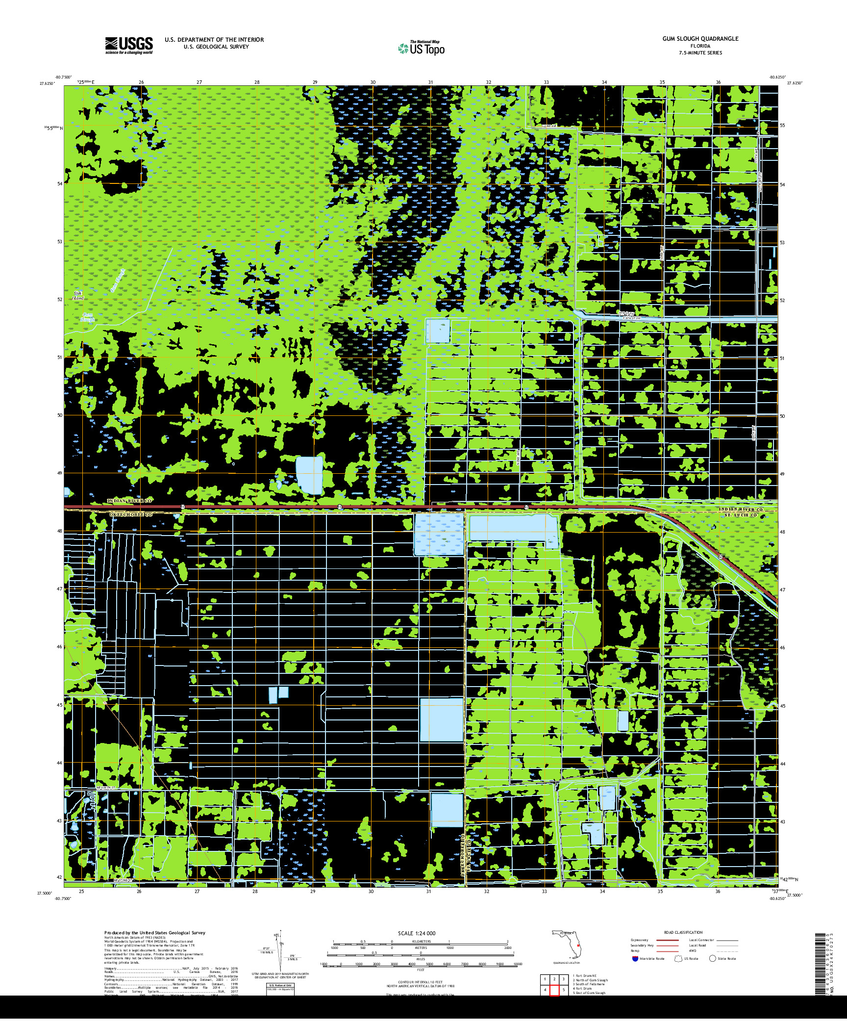 USGS US TOPO 7.5-MINUTE MAP FOR GUM SLOUGH, FL 2018