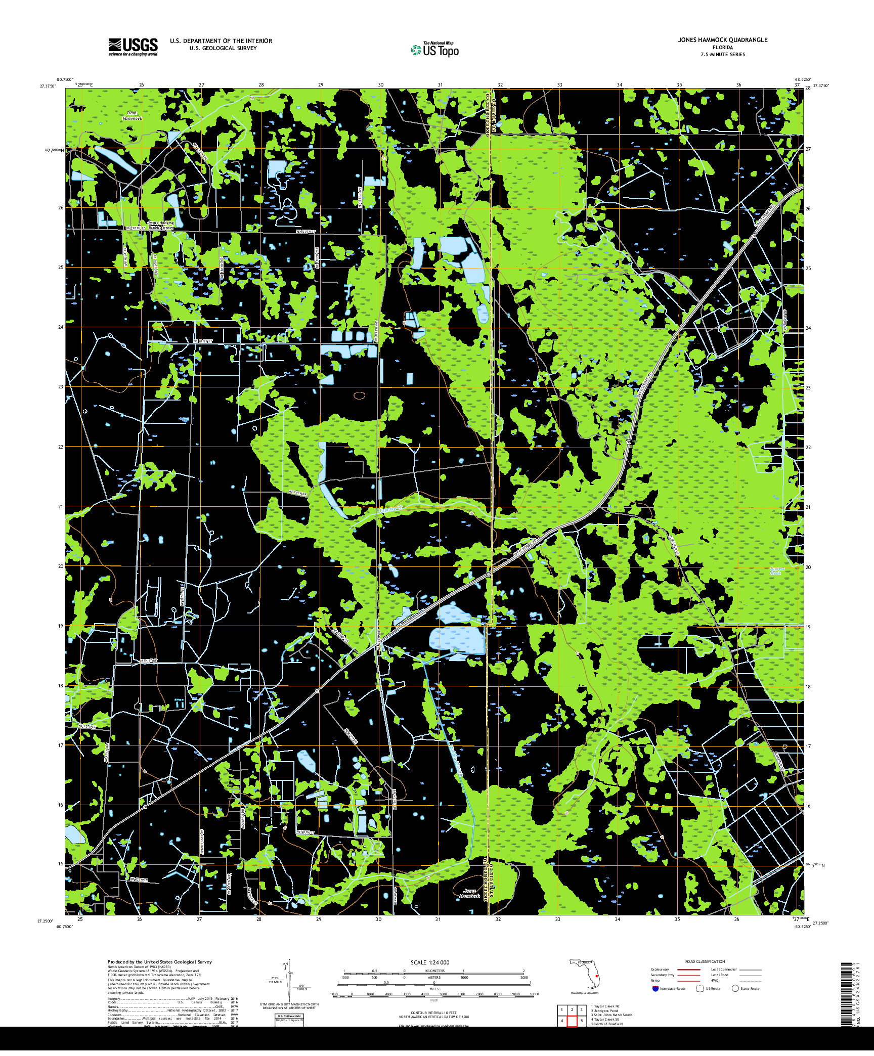 USGS US TOPO 7.5-MINUTE MAP FOR JONES HAMMOCK, FL 2018