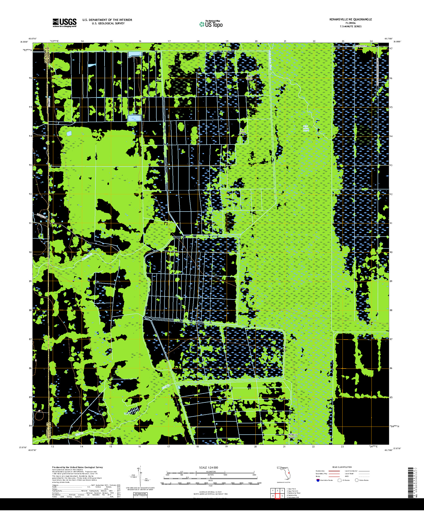 USGS US TOPO 7.5-MINUTE MAP FOR KENANSVILLE NE, FL 2018