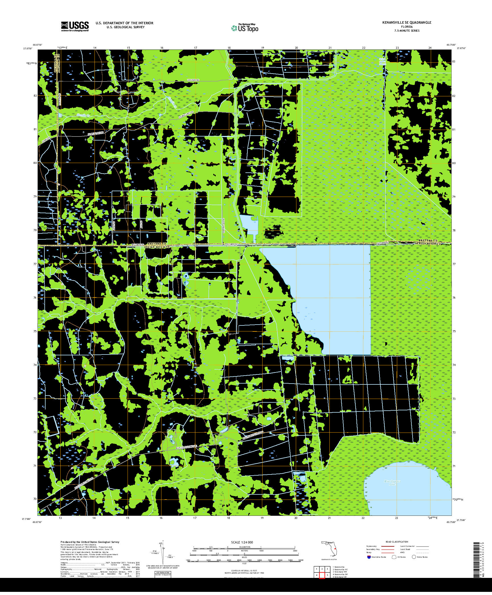 USGS US TOPO 7.5-MINUTE MAP FOR KENANSVILLE SE, FL 2018