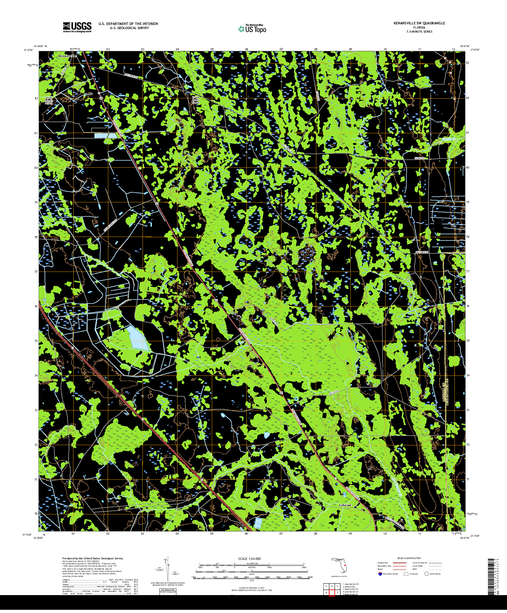 USGS US TOPO 7.5-MINUTE MAP FOR KENANSVILLE SW, FL 2018