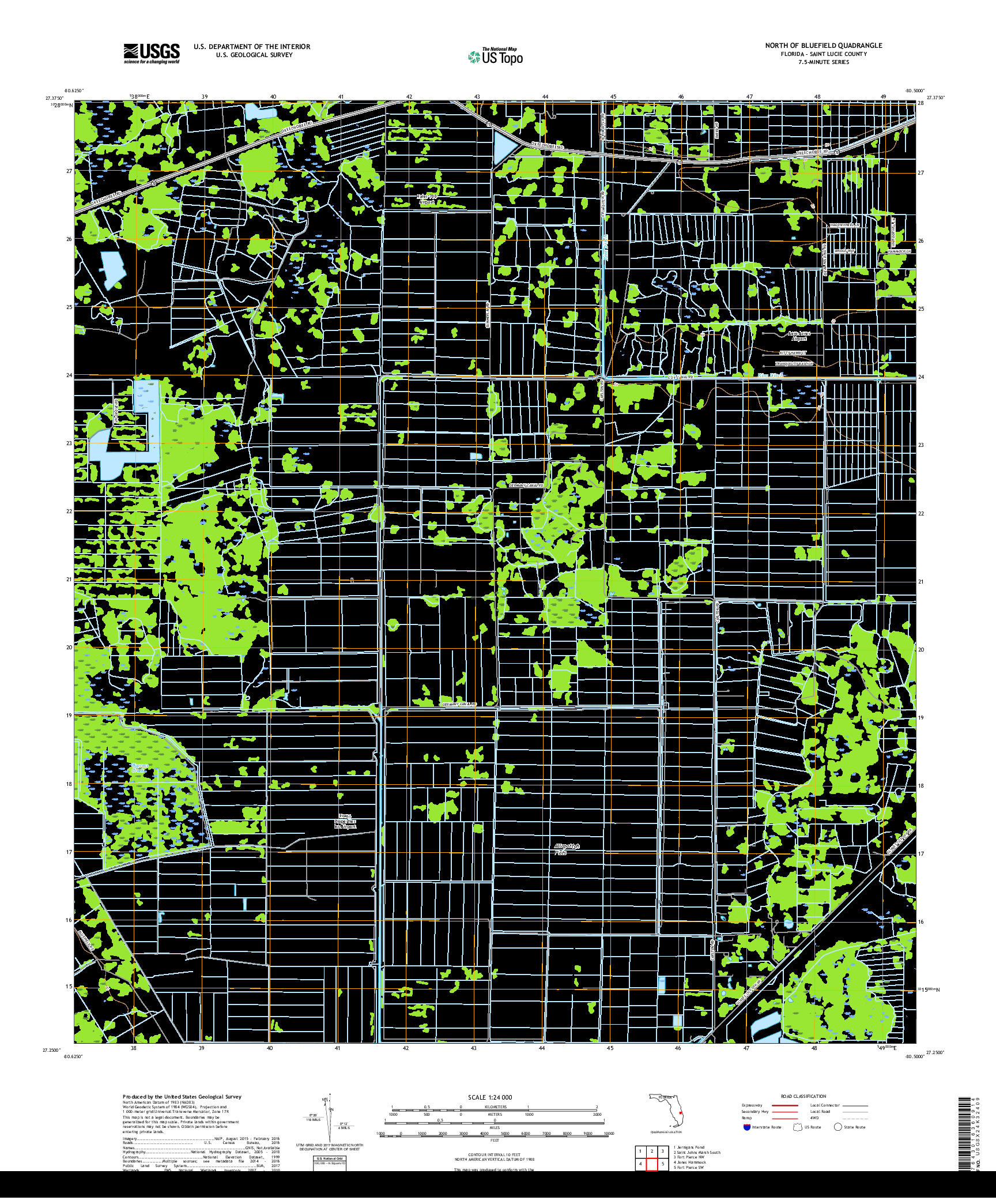 USGS US TOPO 7.5-MINUTE MAP FOR NORTH OF BLUEFIELD, FL 2018