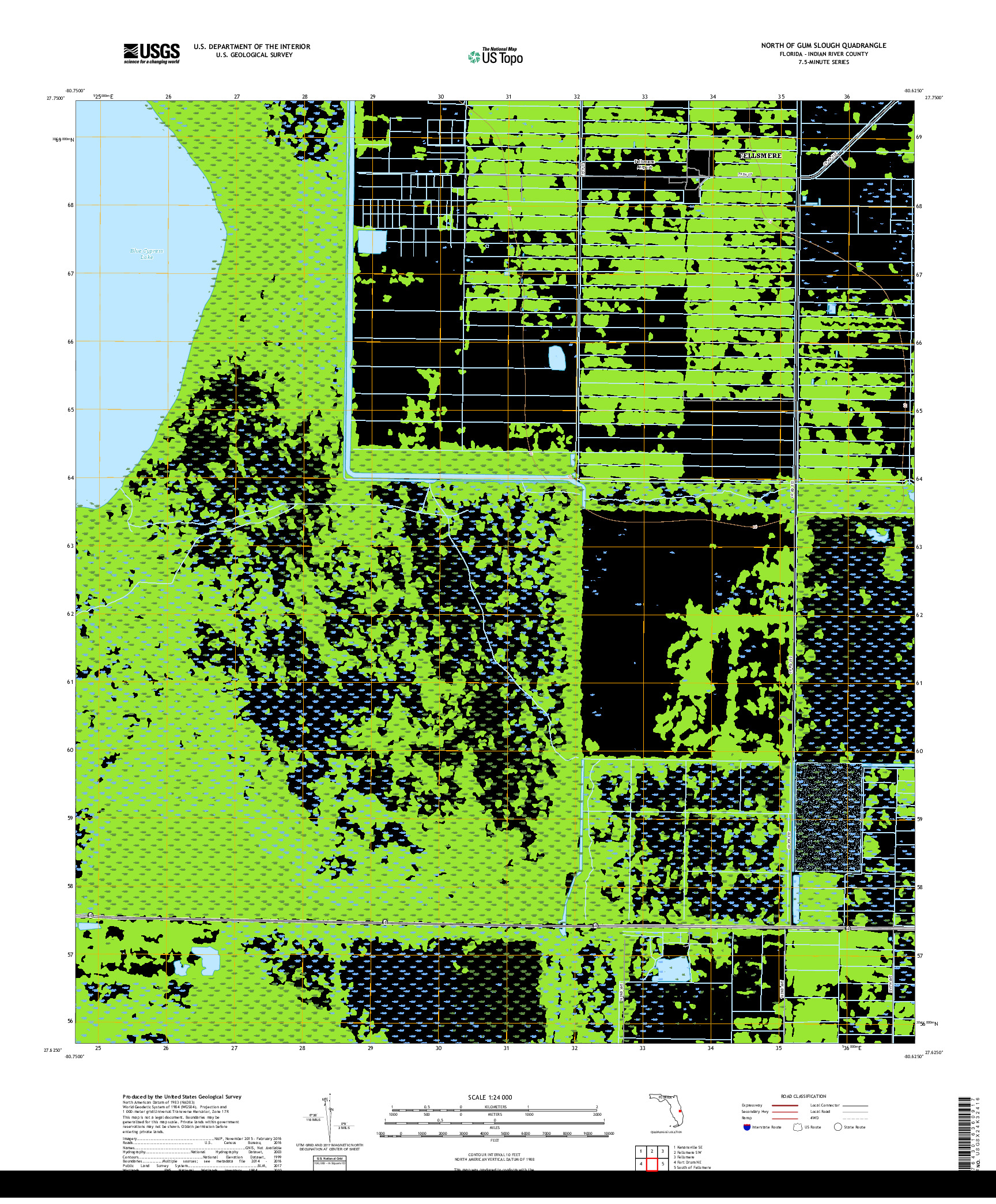 USGS US TOPO 7.5-MINUTE MAP FOR NORTH OF GUM SLOUGH, FL 2018