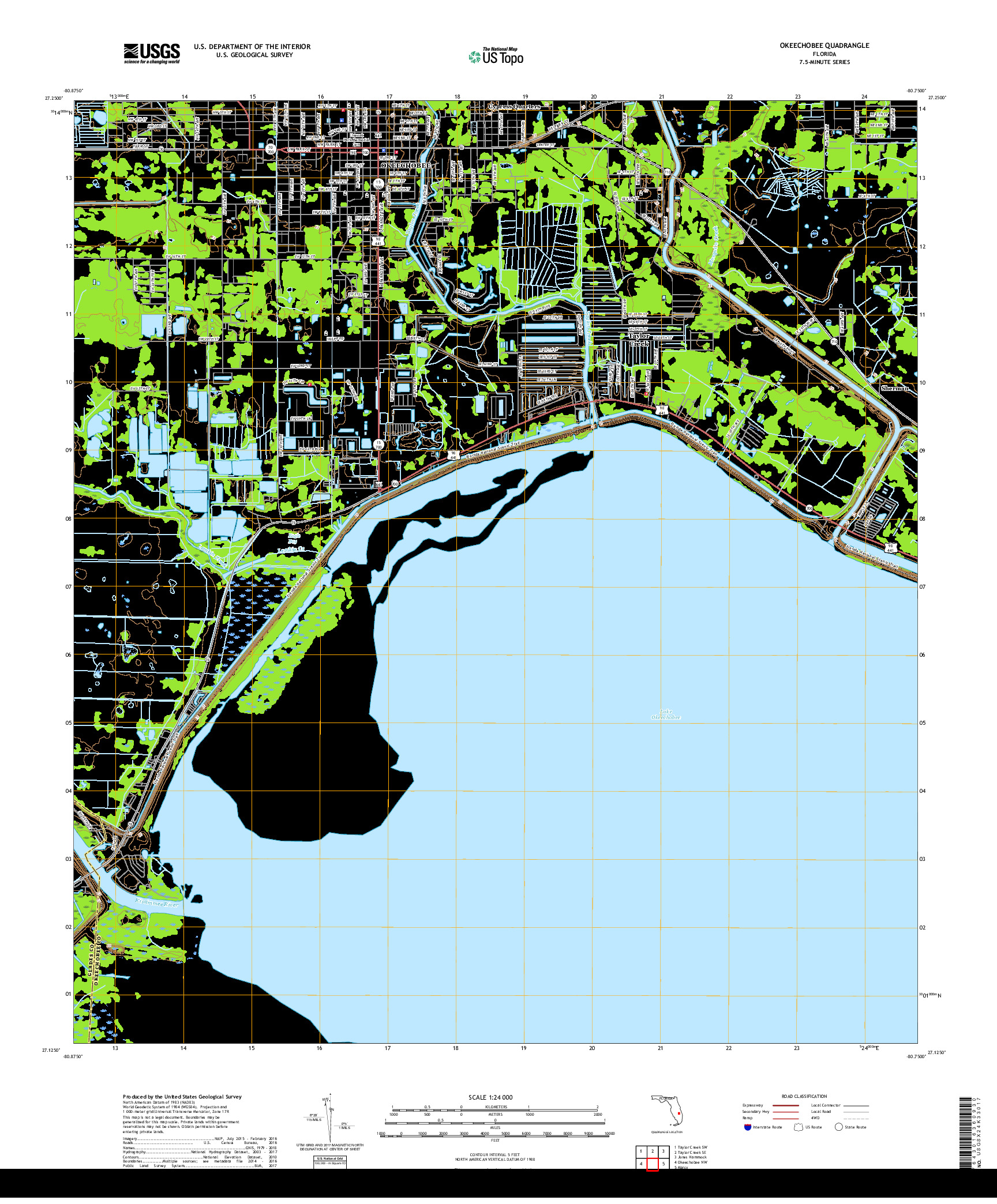 USGS US TOPO 7.5-MINUTE MAP FOR OKEECHOBEE, FL 2018