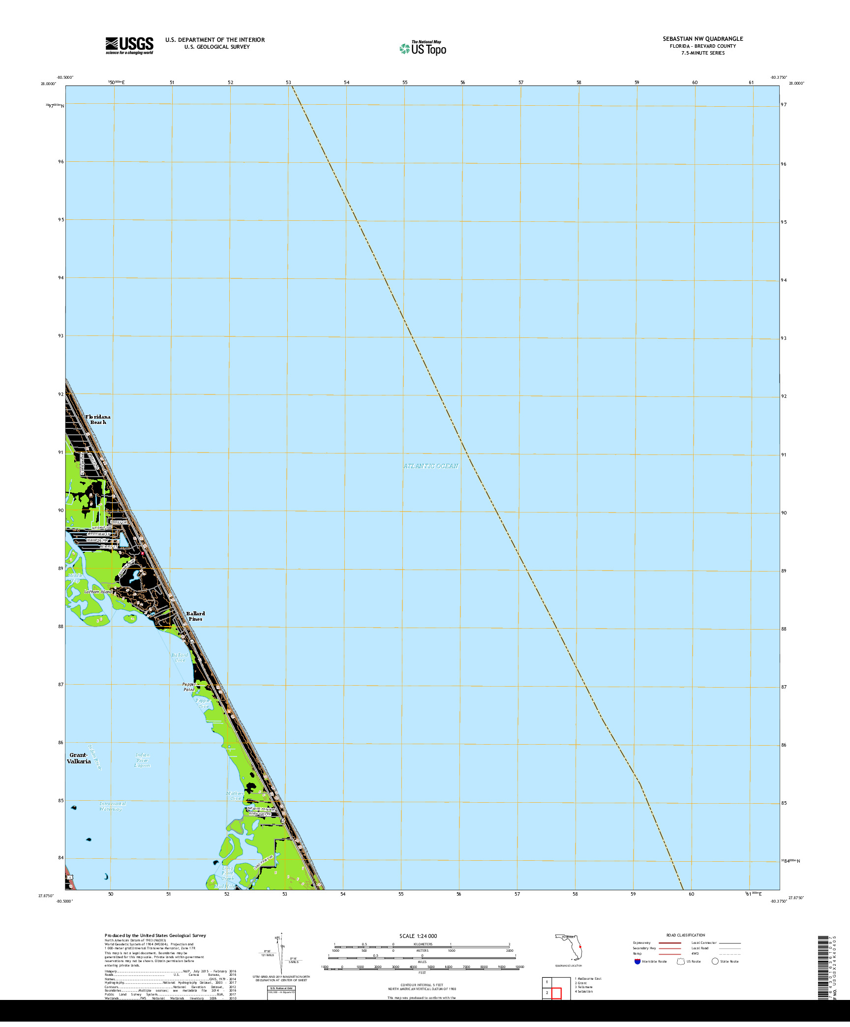 USGS US TOPO 7.5-MINUTE MAP FOR SEBASTIAN NW, FL 2018
