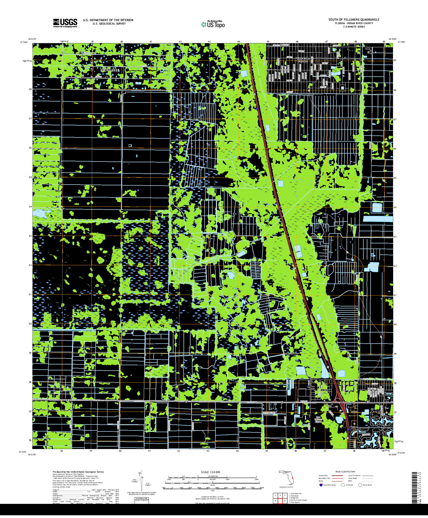 USGS US TOPO 7.5-MINUTE MAP FOR SOUTH OF FELLSMERE, FL 2018