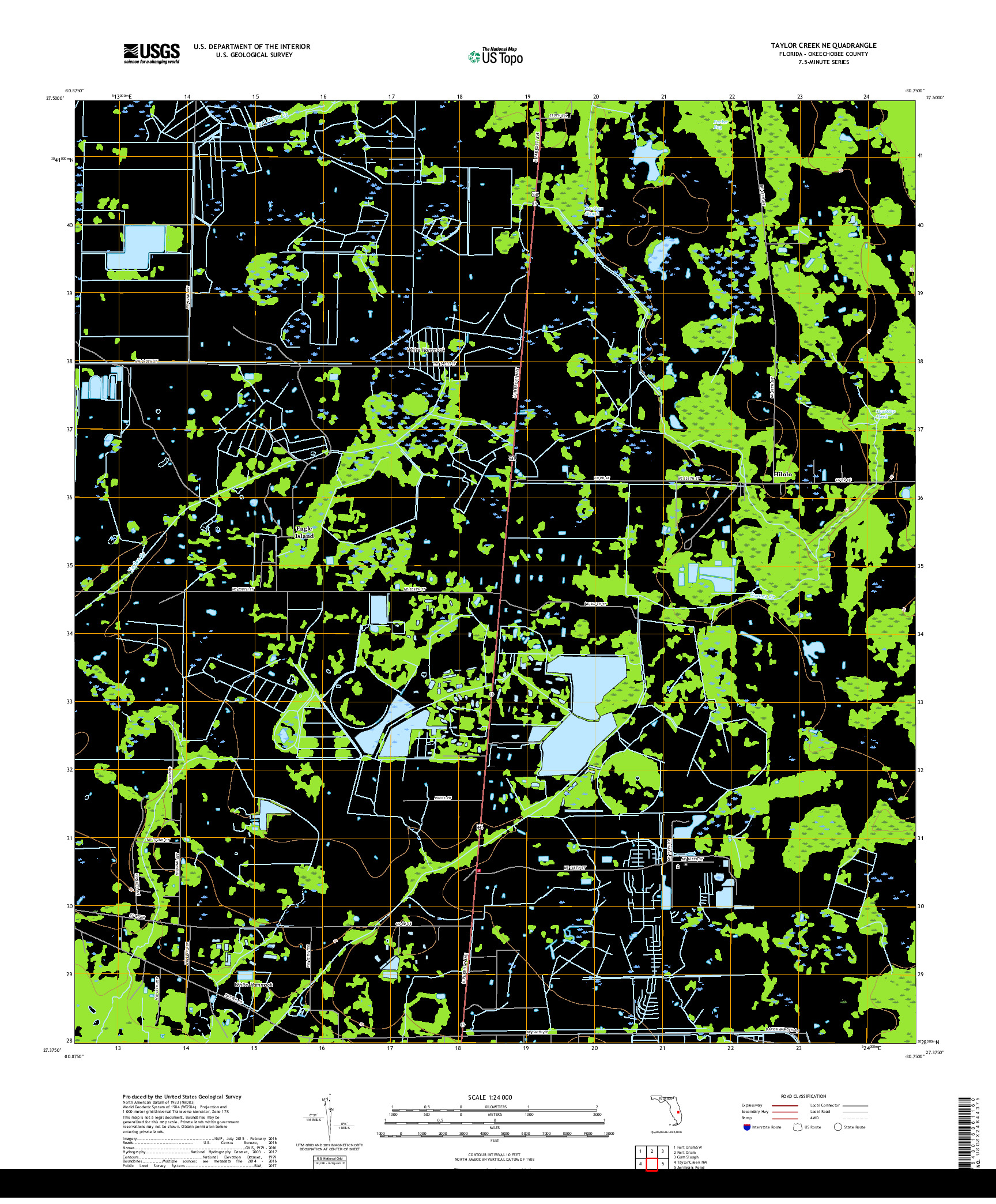 USGS US TOPO 7.5-MINUTE MAP FOR TAYLOR CREEK NE, FL 2018