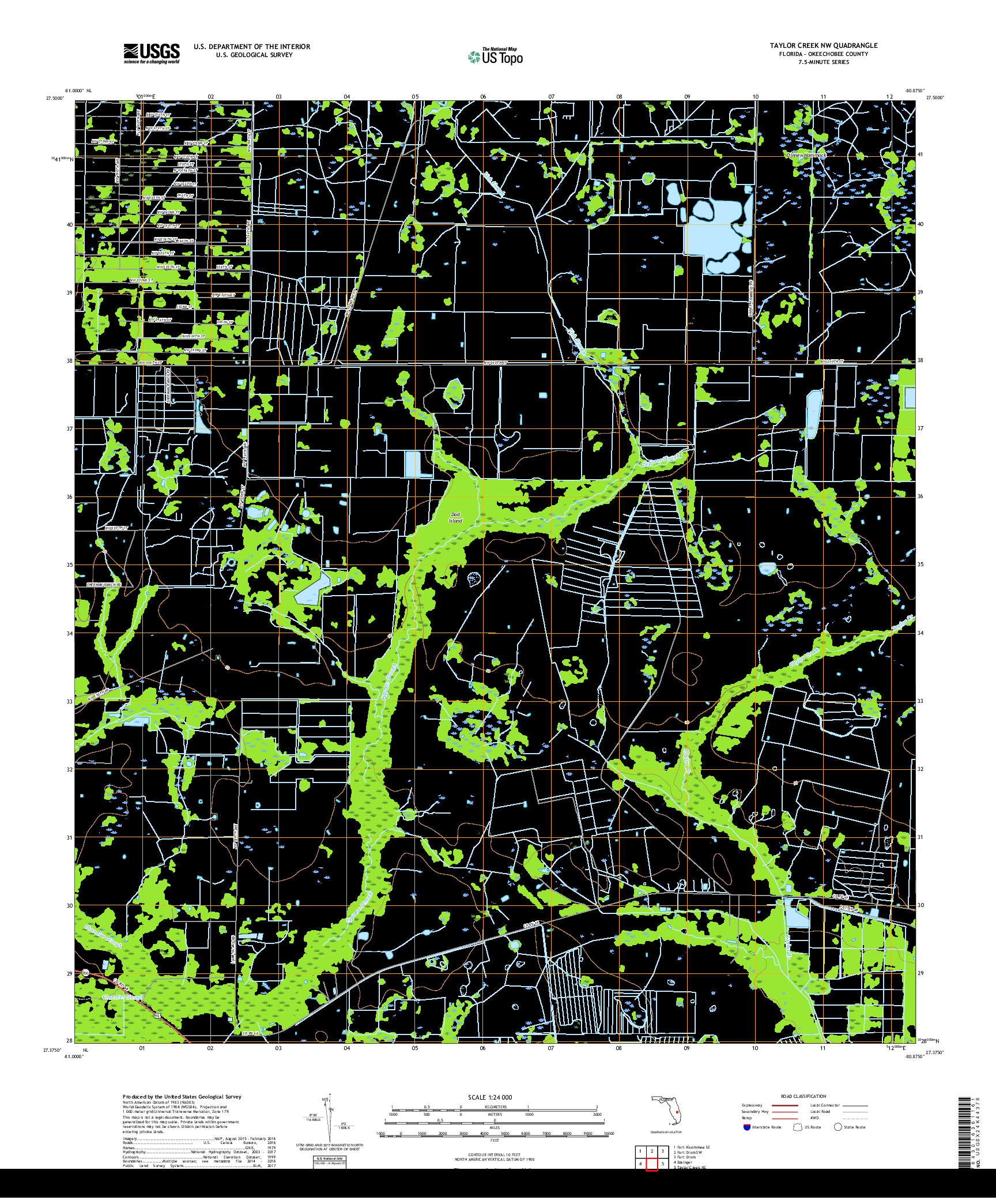 USGS US TOPO 7.5-MINUTE MAP FOR TAYLOR CREEK NW, FL 2018