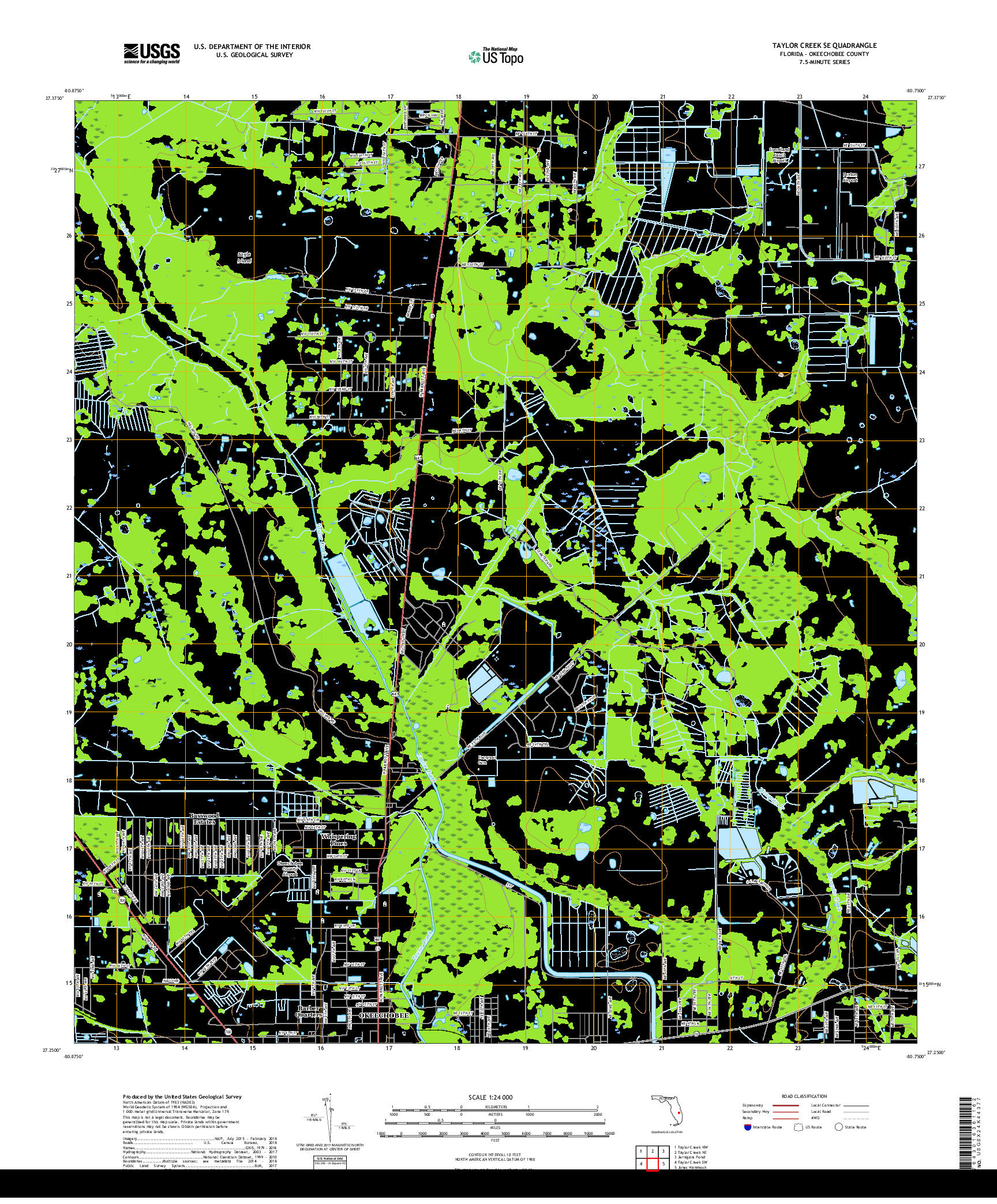 USGS US TOPO 7.5-MINUTE MAP FOR TAYLOR CREEK SE, FL 2018