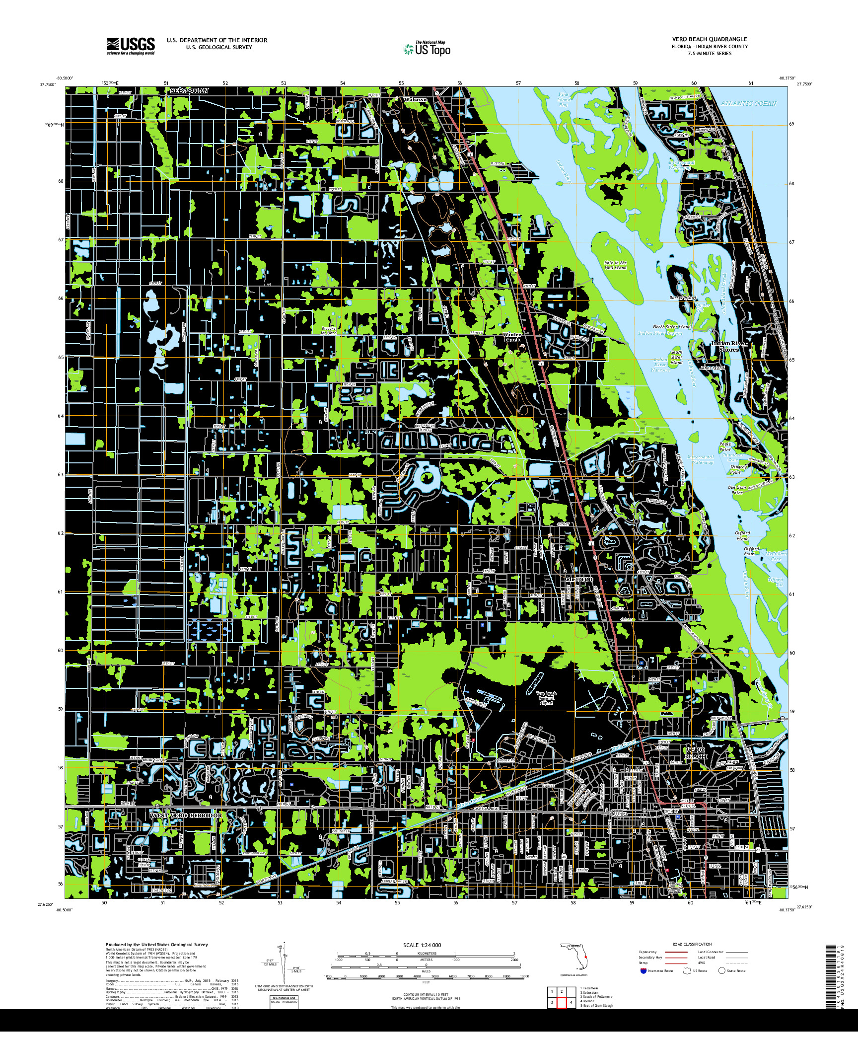 USGS US TOPO 7.5-MINUTE MAP FOR VERO BEACH, FL 2018