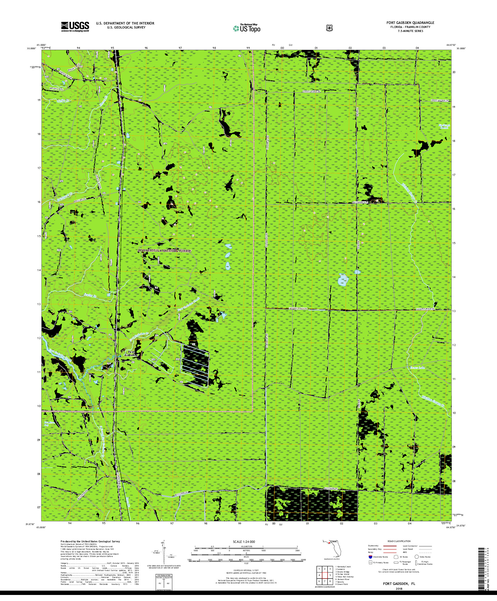 USGS US TOPO 7.5-MINUTE MAP FOR FORT GADSDEN, FL 2018