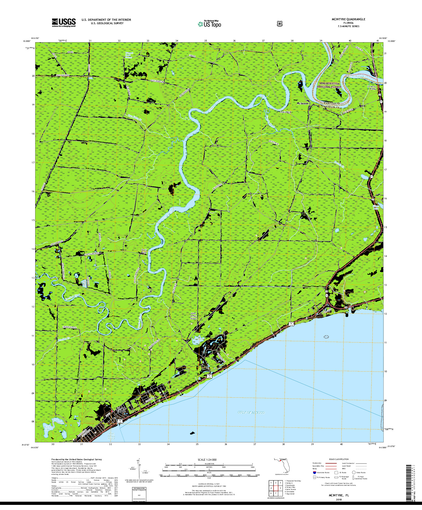 USGS US TOPO 7.5-MINUTE MAP FOR MCINTYRE, FL 2018