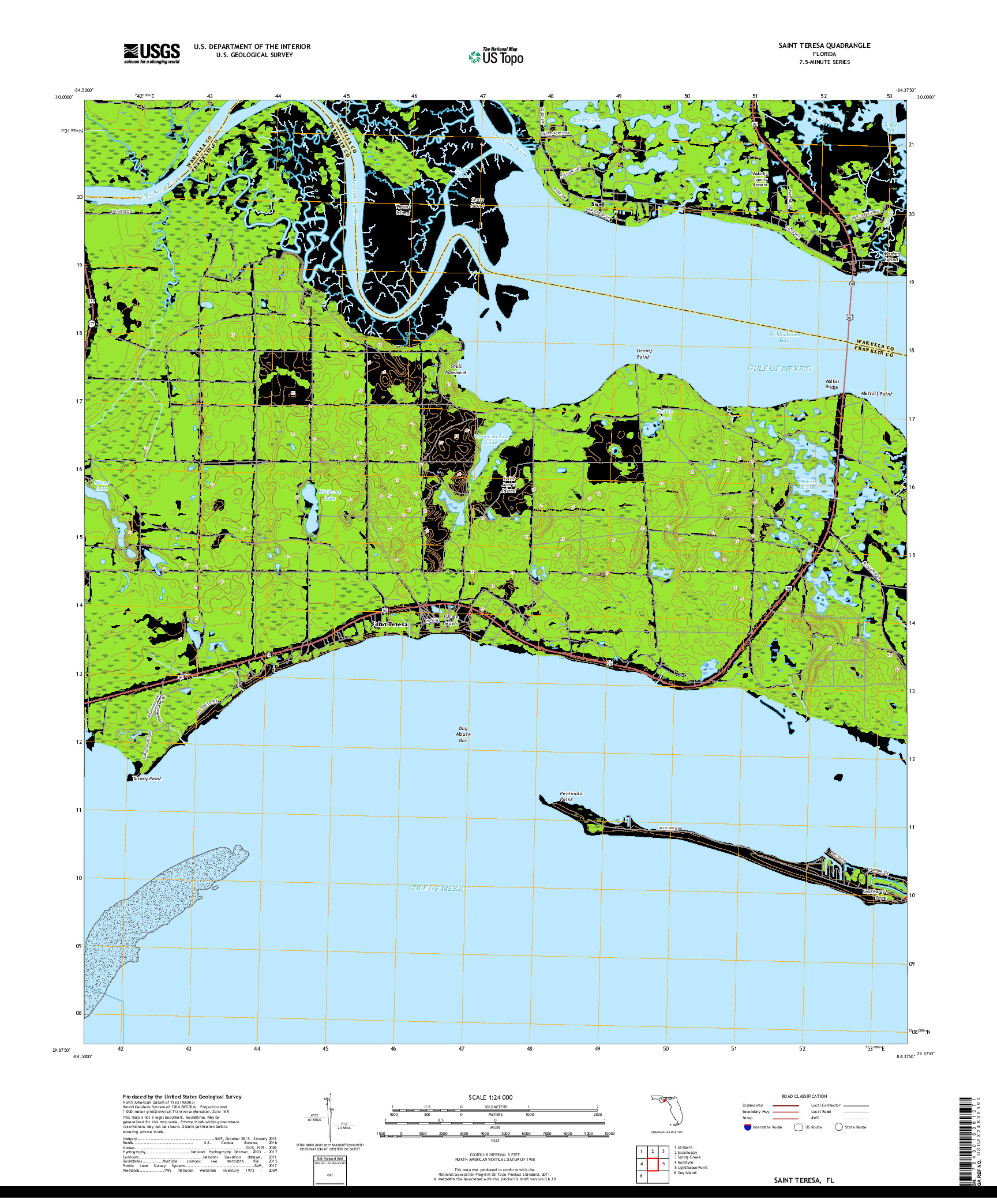USGS US TOPO 7.5-MINUTE MAP FOR SAINT TERESA, FL 2018
