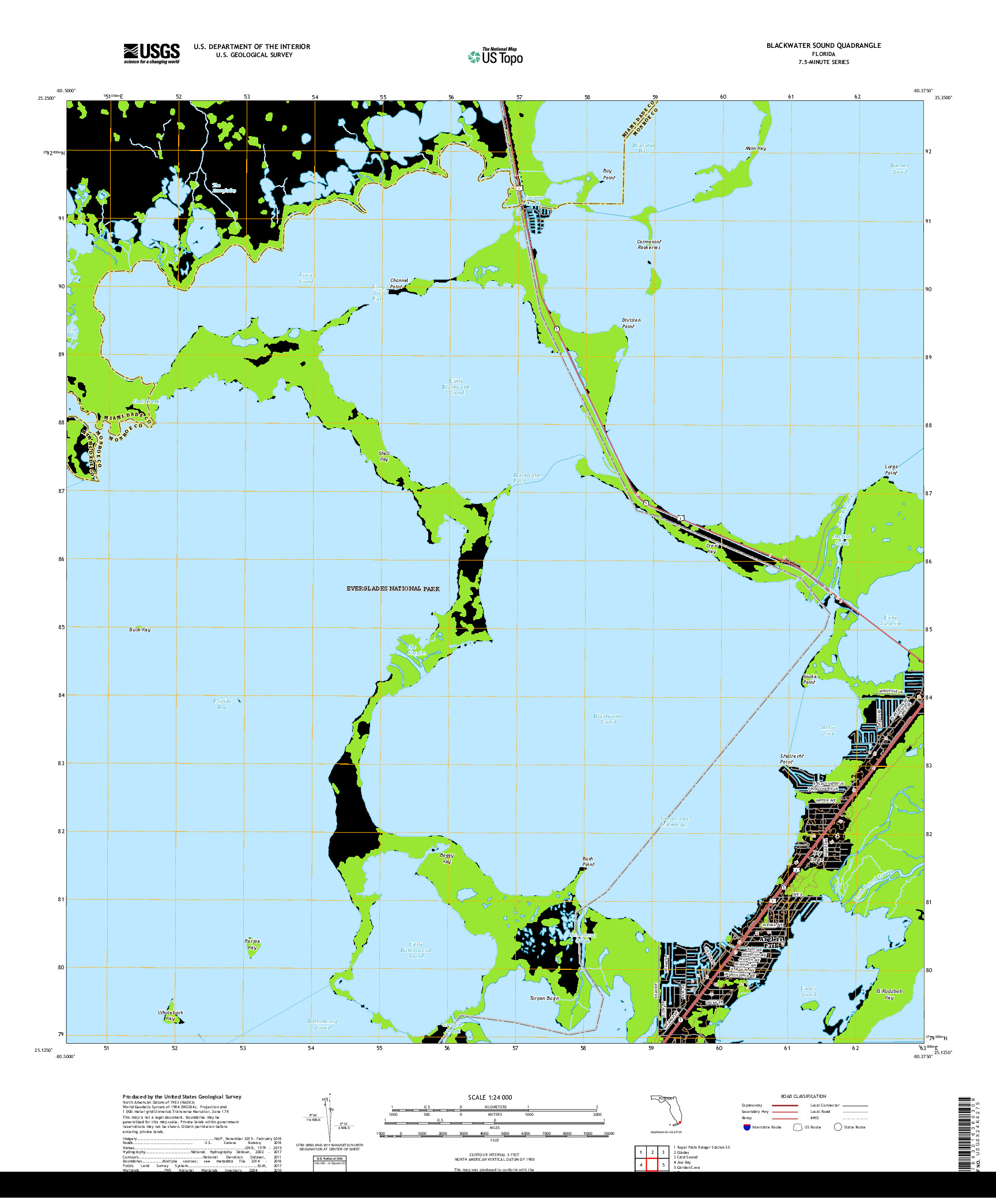 USGS US TOPO 7.5-MINUTE MAP FOR BLACKWATER SOUND, FL 2018