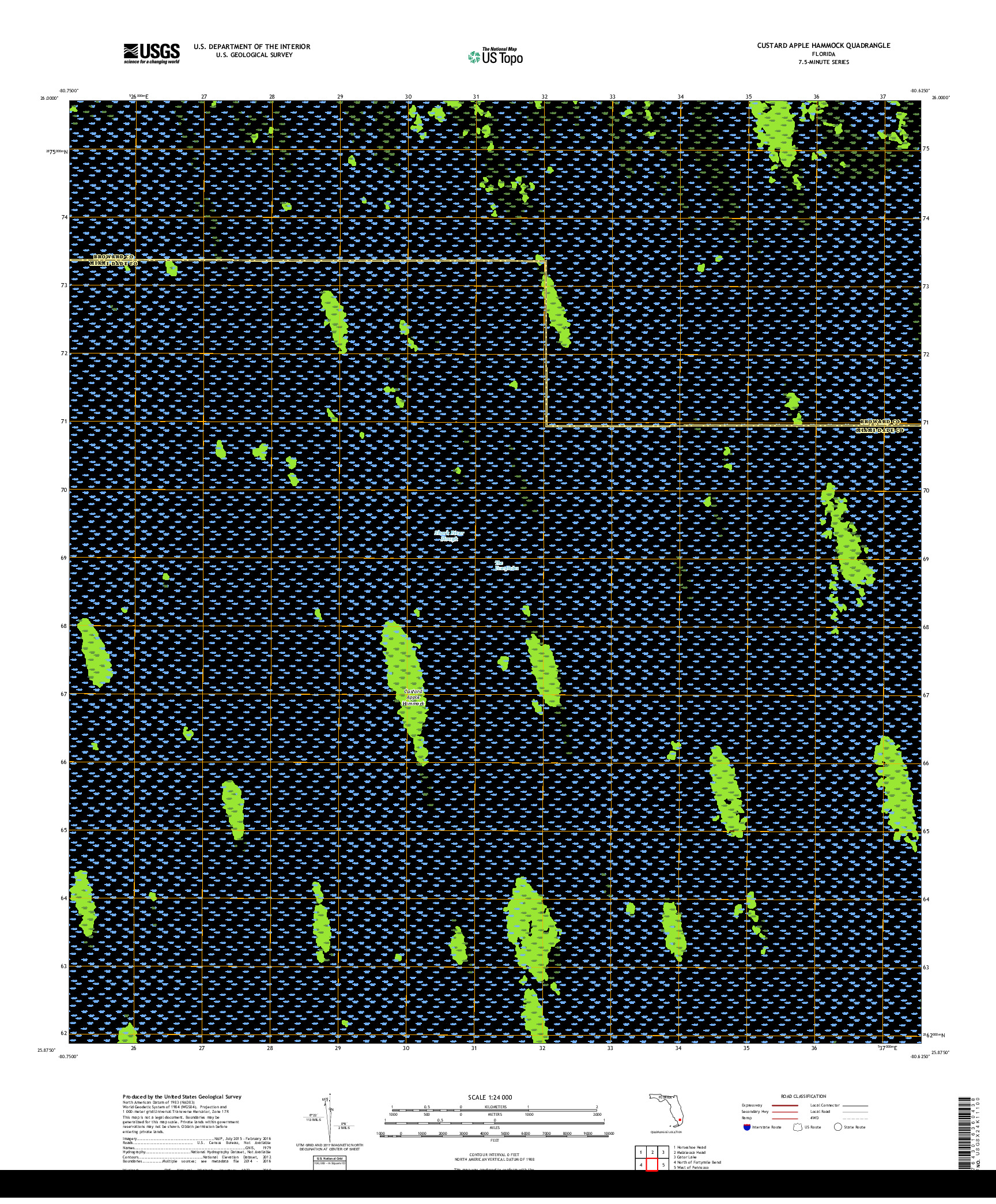 USGS US TOPO 7.5-MINUTE MAP FOR CUSTARD APPLE HAMMOCK, FL 2018