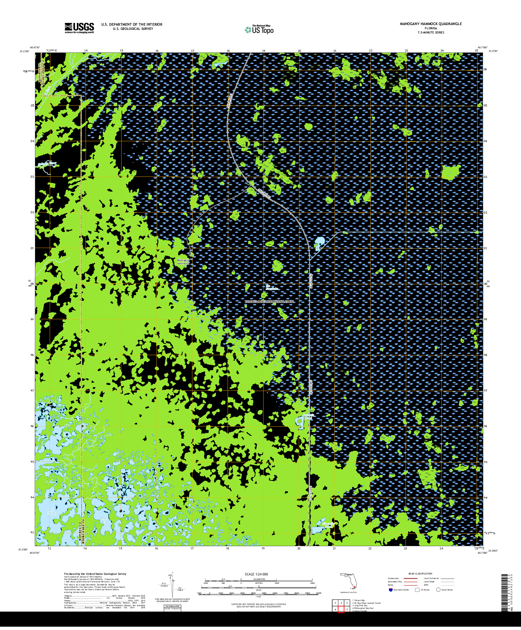 USGS US TOPO 7.5-MINUTE MAP FOR MAHOGANY HAMMOCK, FL 2018