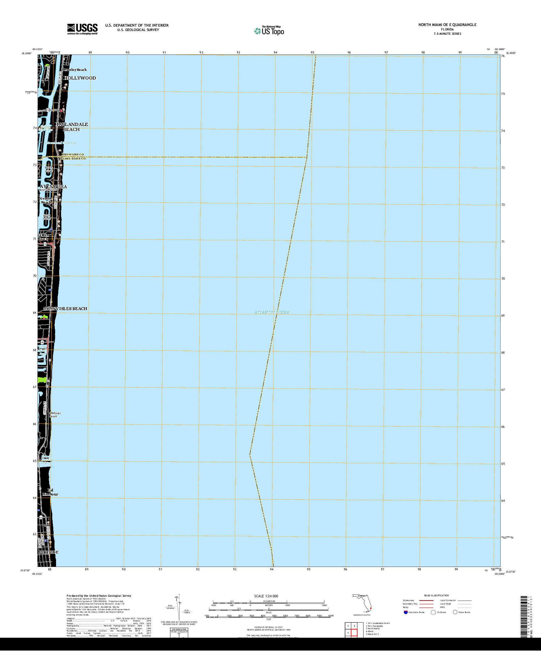 USGS US TOPO 7.5-MINUTE MAP FOR NORTH MIAMI OE E, FL 2018