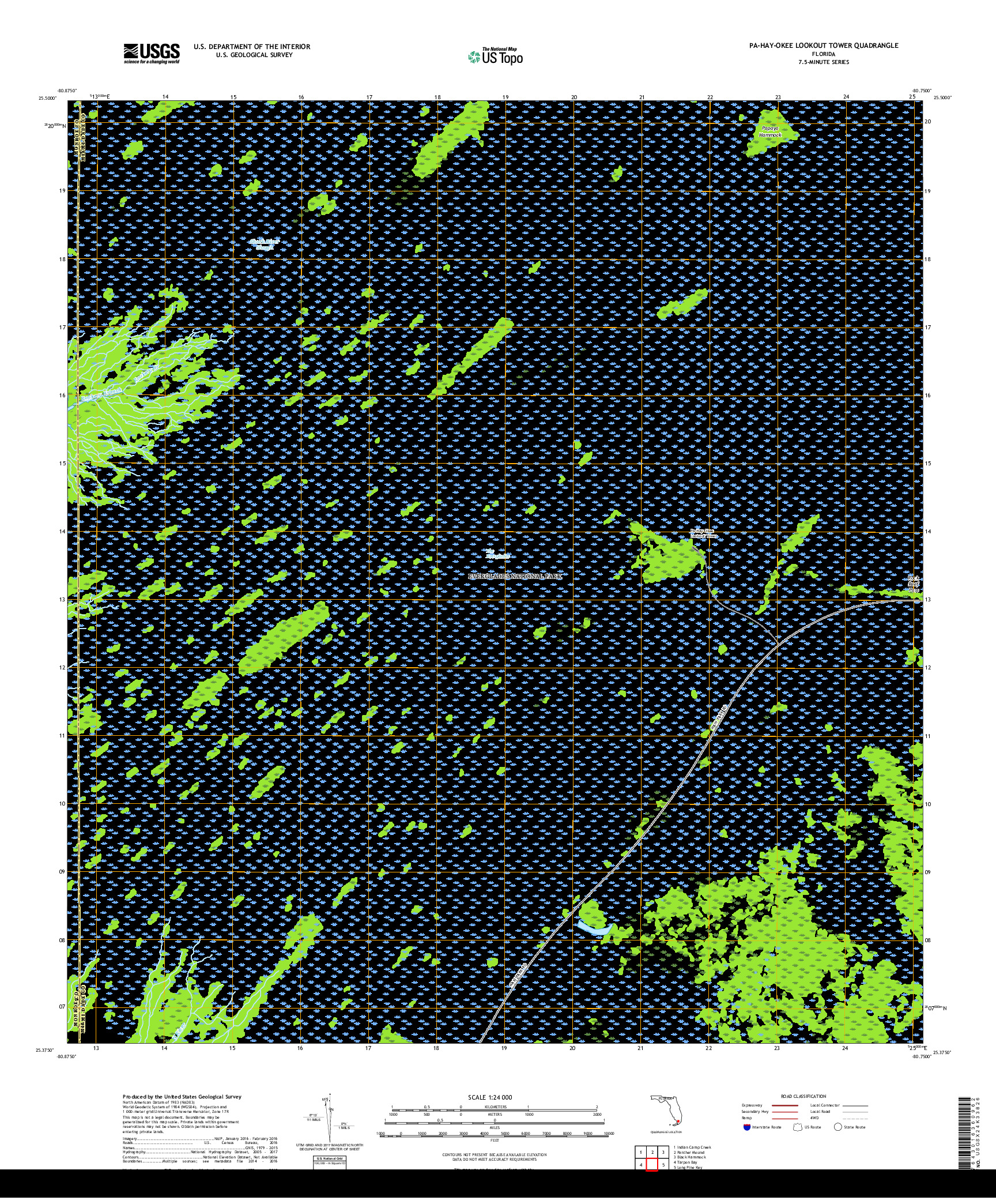 USGS US TOPO 7.5-MINUTE MAP FOR PA-HAY-OKEE LOOKOUT TOWER, FL 2018
