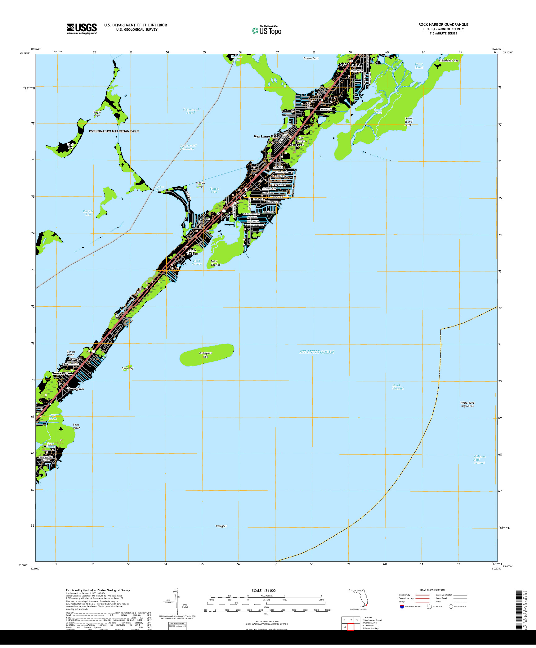 USGS US TOPO 7.5-MINUTE MAP FOR ROCK HARBOR, FL 2018